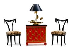 Grosfeld House Drapery Swag Back Side Chairs with Tiger Velvet Seats c. 1970s