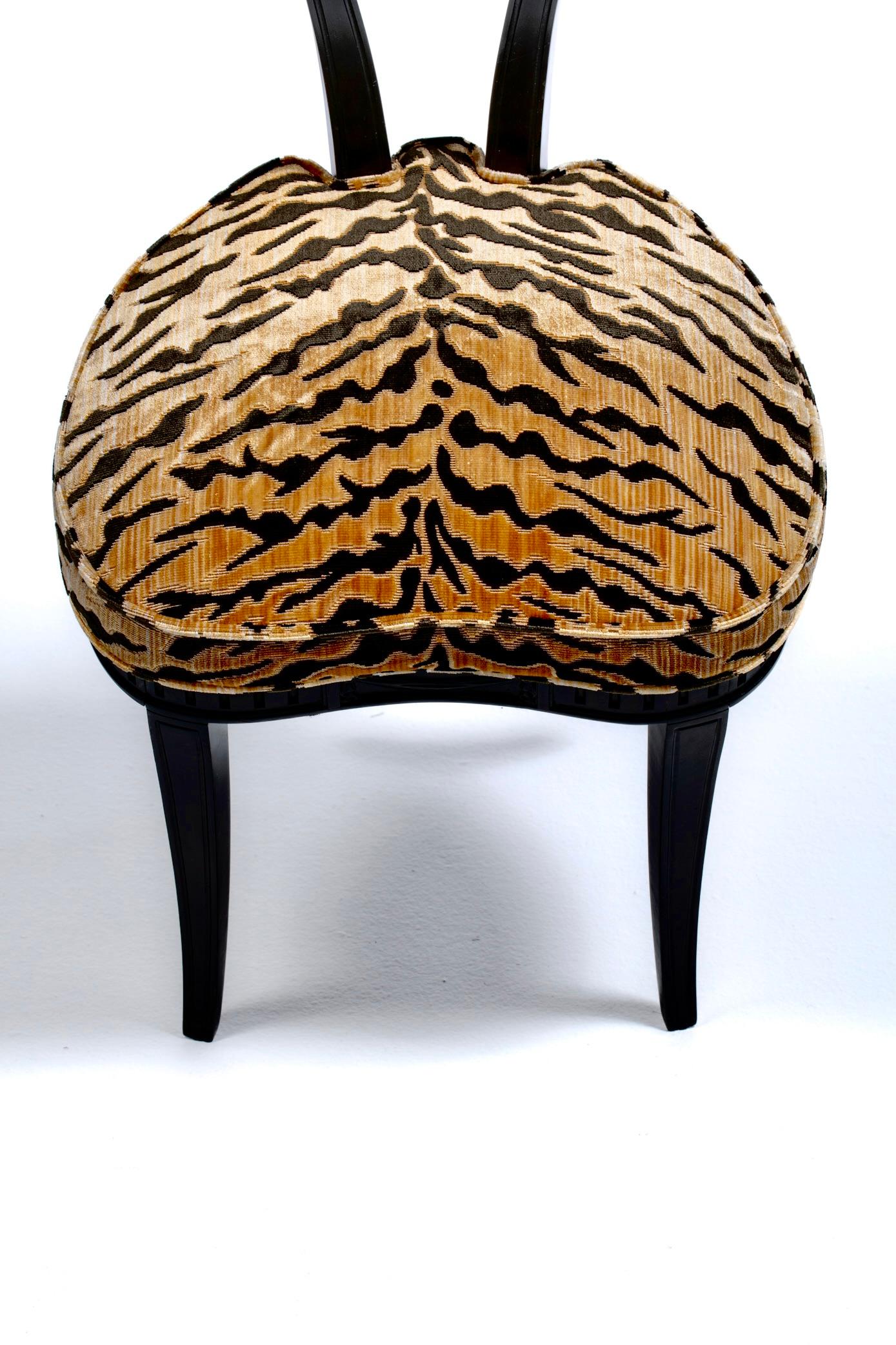 Grosfeld House Drapery Swag Back Side Chairs with Tiger Velvet Seats c. 1970s 14