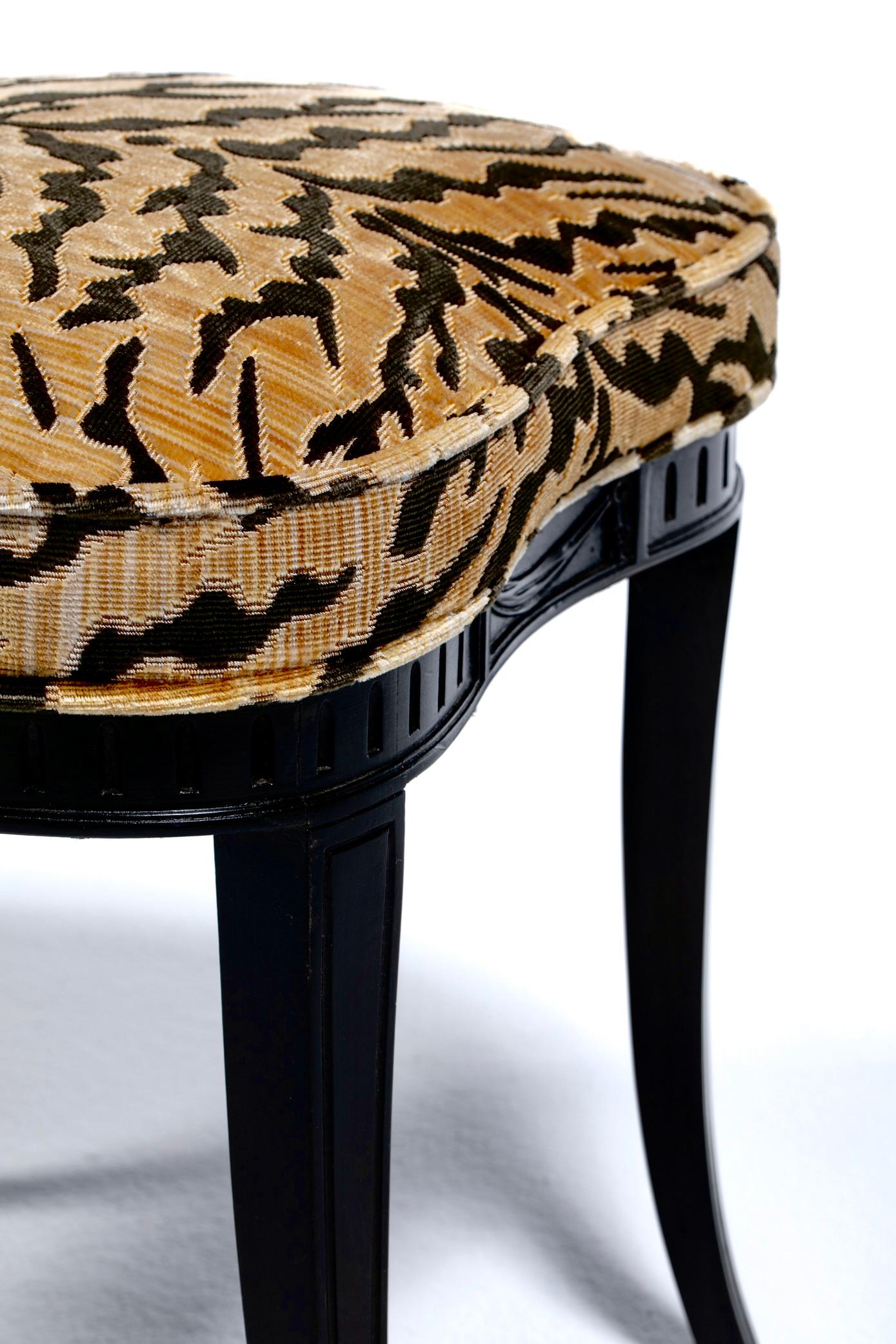 Grosfeld House Drapery Swag Back Side Chairs with Tiger Velvet Seats c. 1970s 2