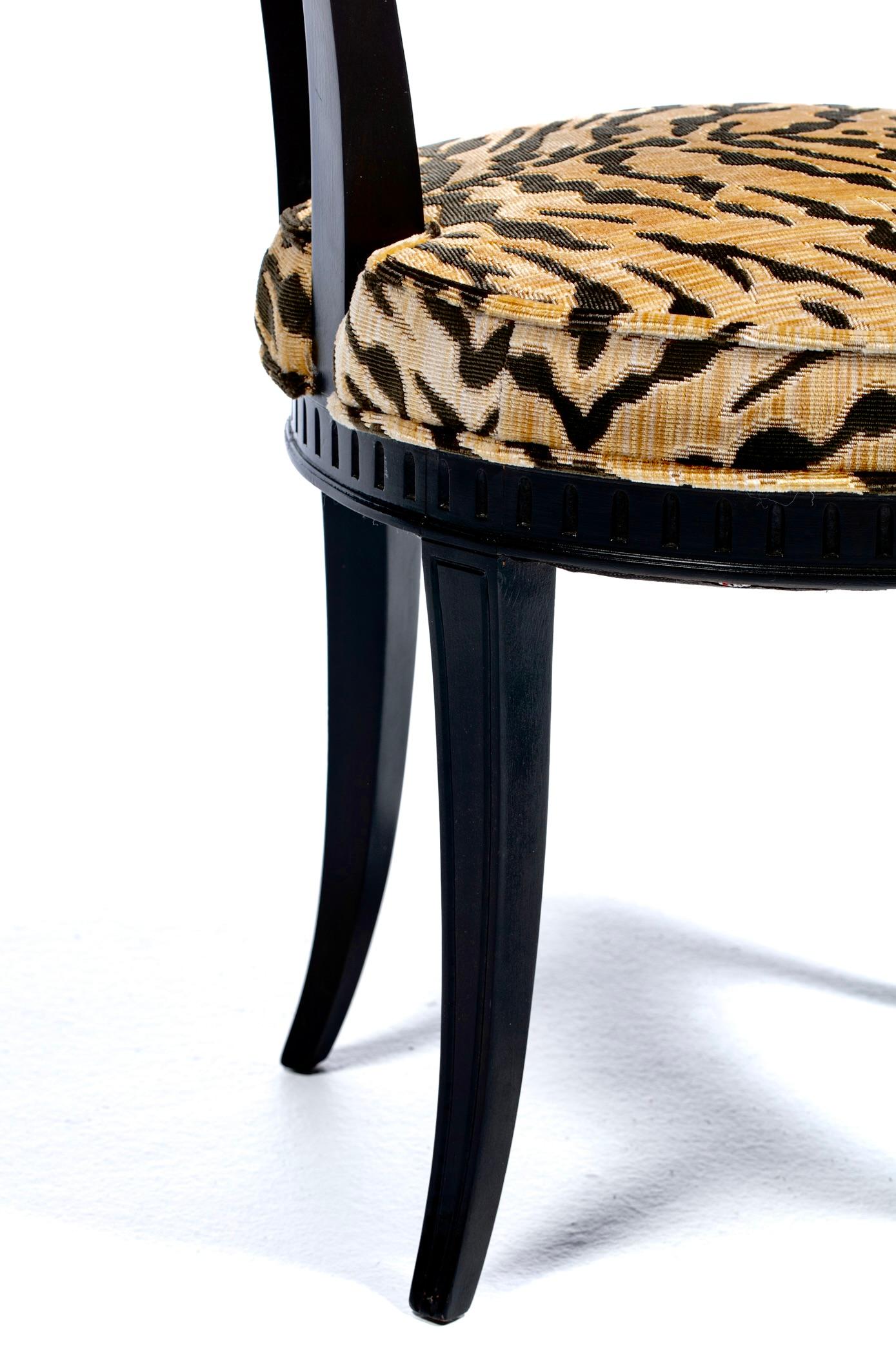 Grosfeld House Drapery Swag Back Side Chairs with Tiger Velvet Seats c. 1970s 3