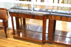 Grosfeld House Empire Style Mirrored Mahogany Console with Marble Tops