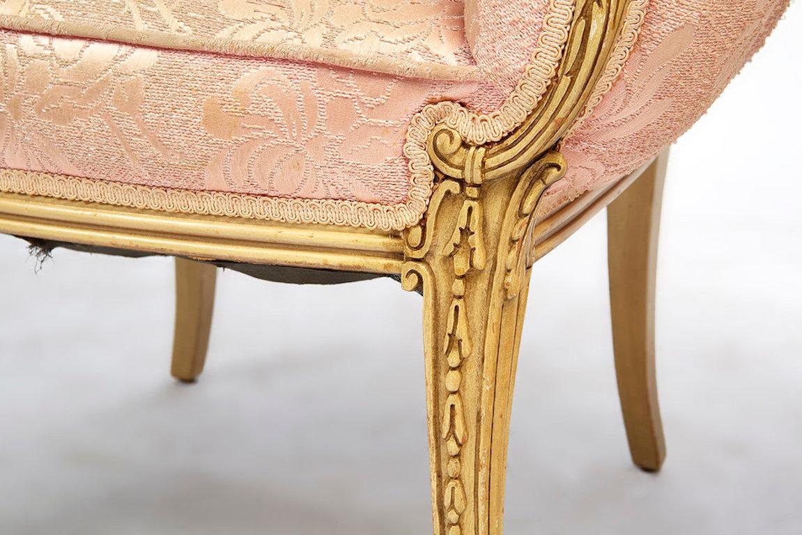 Grosfeld House Flower Back Chairs in Pink Brocade, 1940s 5