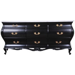 Grosfeld House French Provincial Louis XV Style Marble-Top Triple Dresser