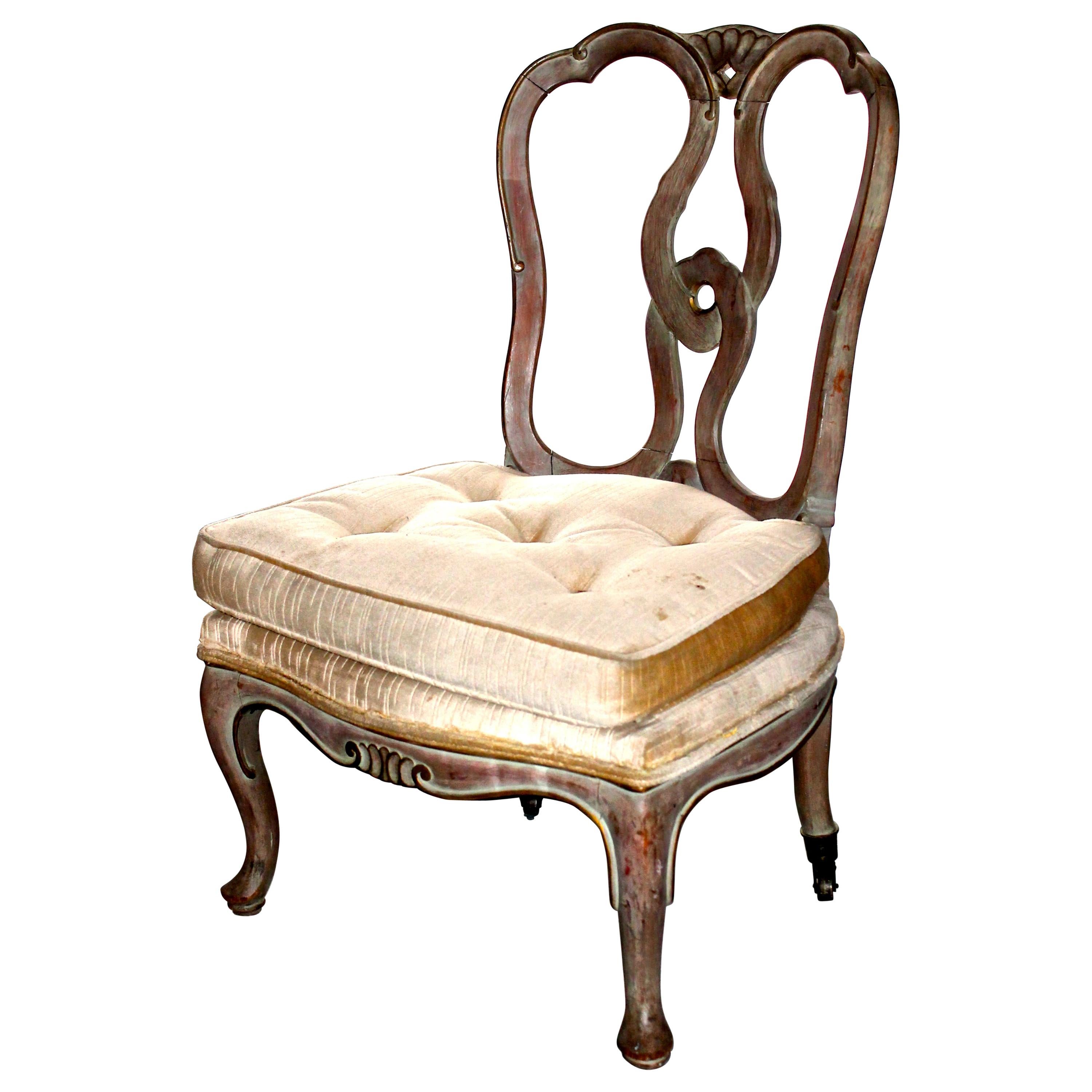 Grosfeld House Hollywood Regency Louis XIV Style Slipper Chair For Sale