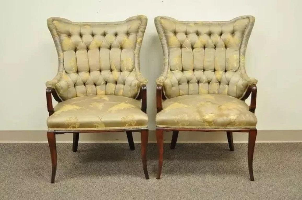 Chaises à accoudoirs en acajou Grosfeld House Hollywood Regency d'après Dorothy Draper - Paire en vente 3