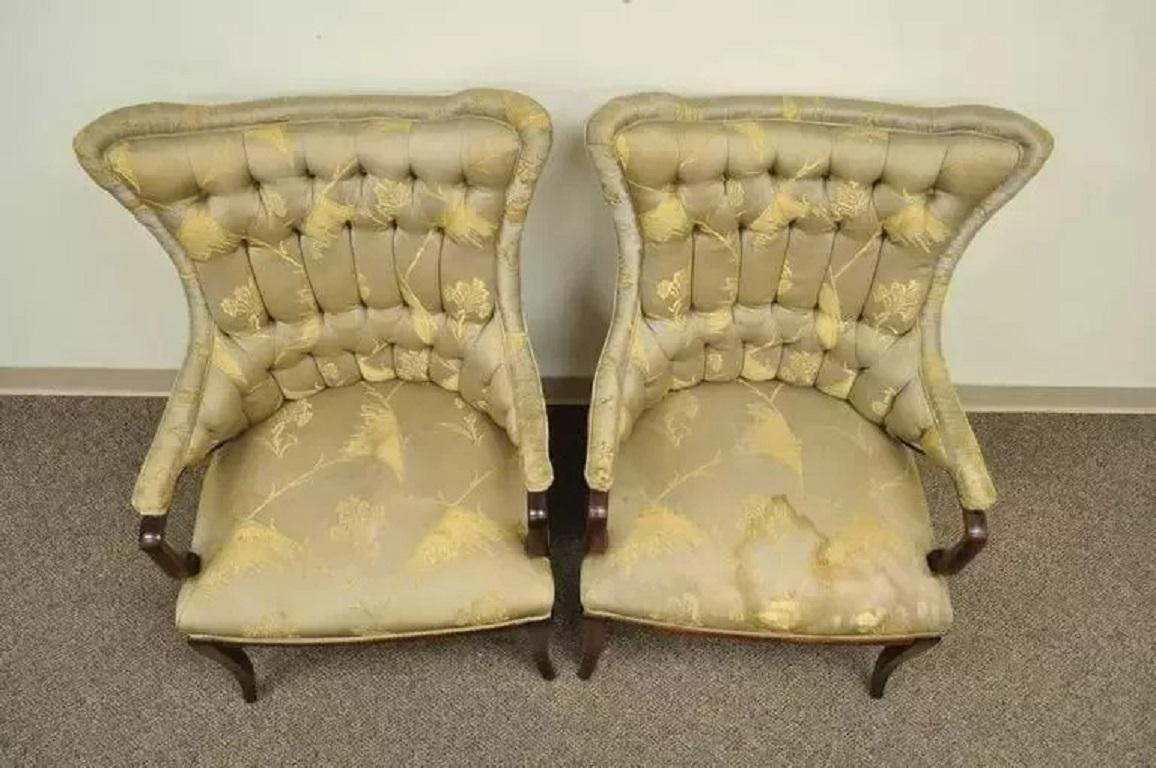Acajou Chaises à accoudoirs en acajou Grosfeld House Hollywood Regency d'après Dorothy Draper - Paire en vente