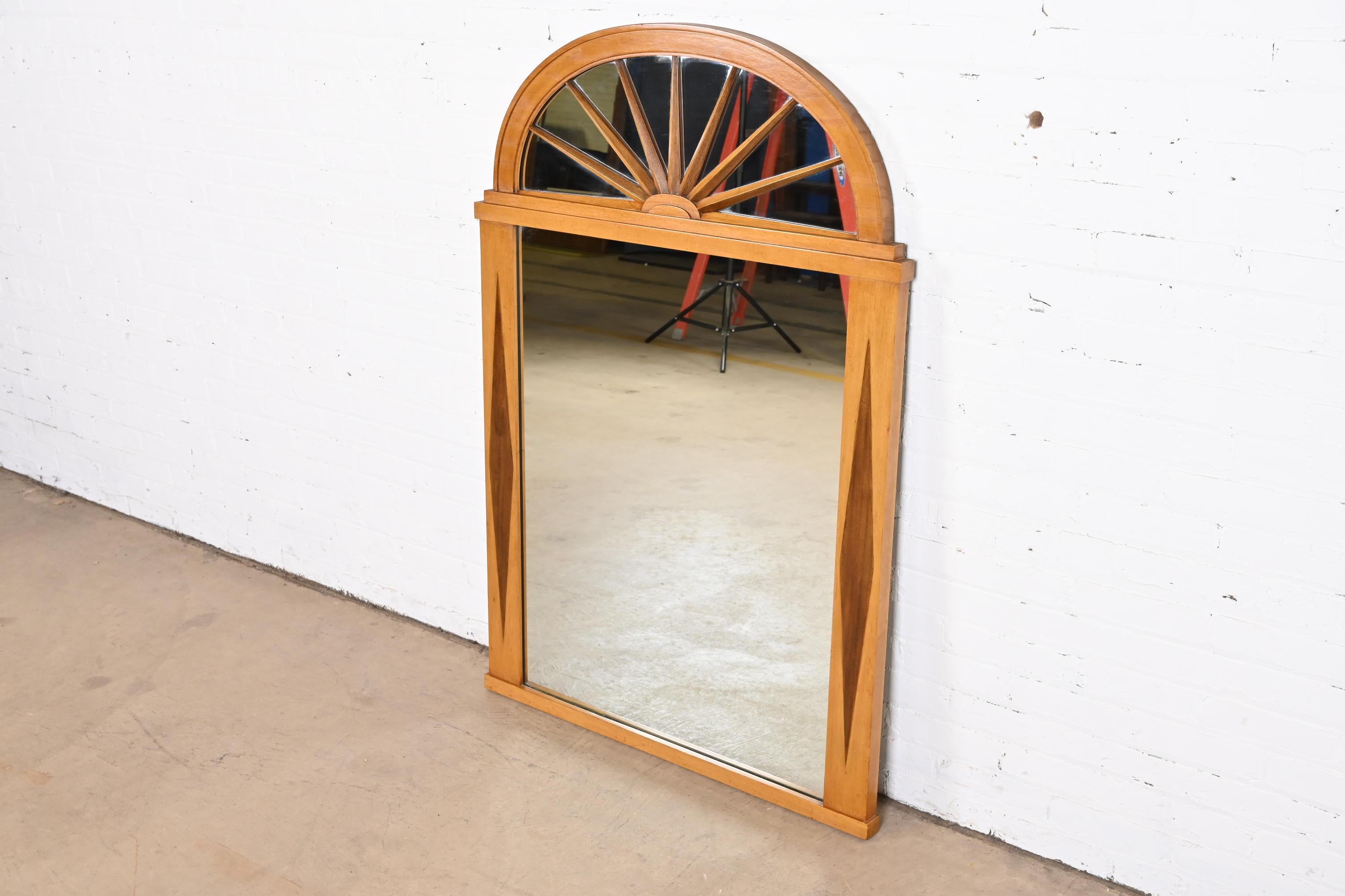 Grosfeld House Hollywood Regency Mahogany Framed Wall Mirror, circa 1940s In Good Condition For Sale In South Bend, IN