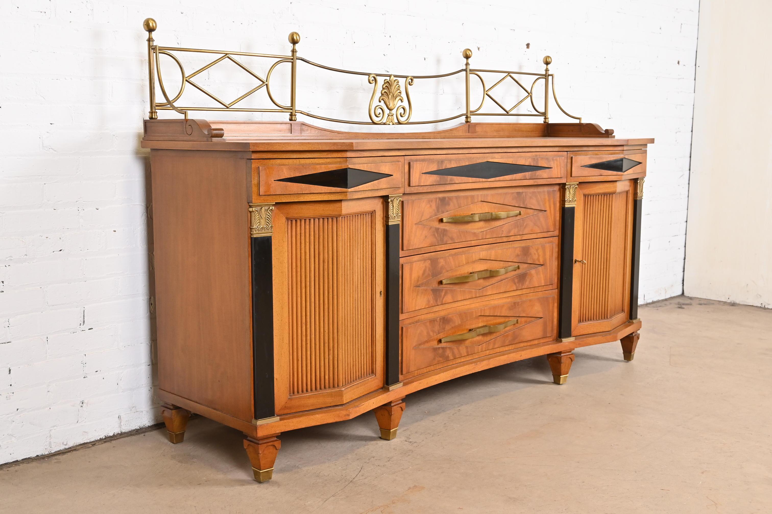 Grosfeld House Hollywood Regency Mahogany Sideboard or Bar Cabinet In Good Condition For Sale In South Bend, IN