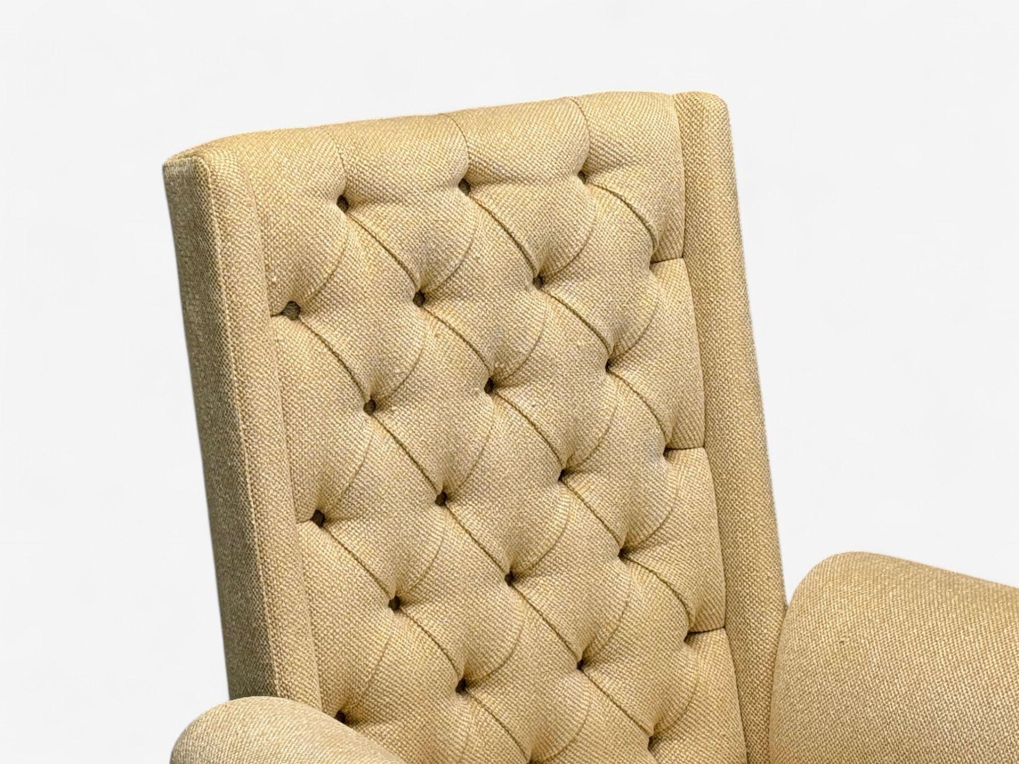 Grosfeld House, Hollywood Regency, Rolled Arm Chairs, Painted Wood, Tweed Linen For Sale 1