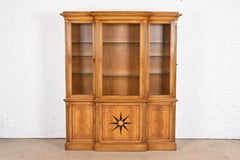 Grosfeld House Neoclassical Mahogany Lighted Breakfront Bookcase Cabinet, 1940s
