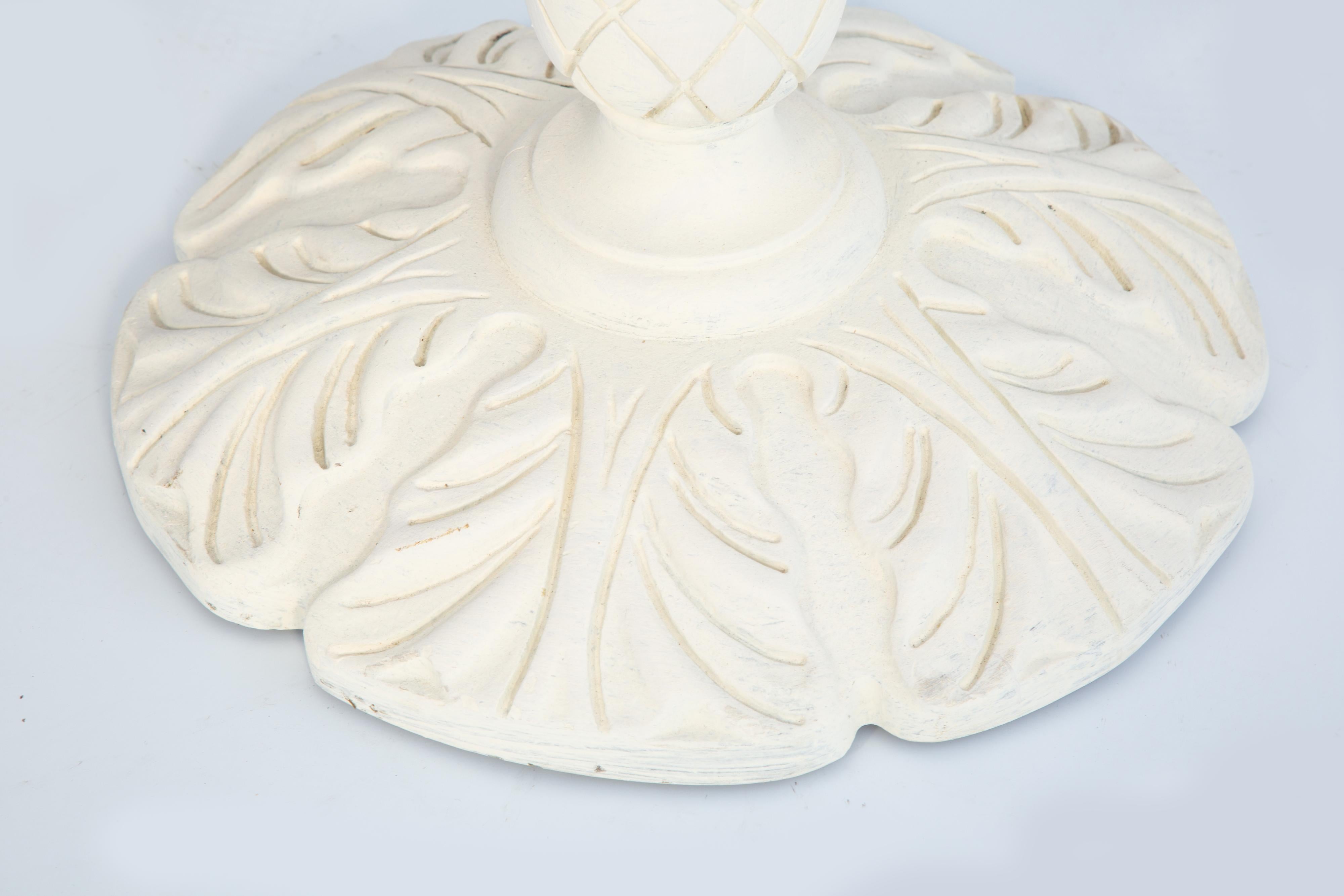 Grosfeld House Painted Vintage Carved Plume Table with Calcutta Marble Top For Sale 1