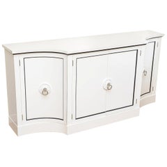 Grosfeld House Regency White Lacquered and Nickel Silver Cabinet or Buffet