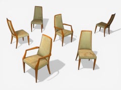 Grosfeld House, Sechs Esszimmerstühle, Nussbaum, Stoff, USA, 1970er Jahre