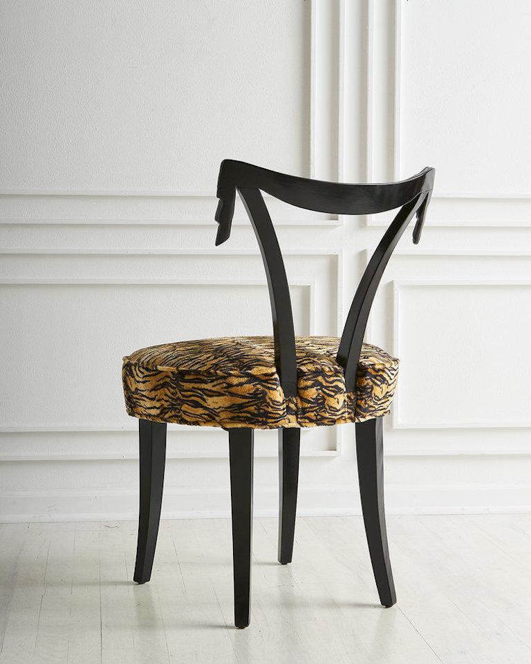 Hollywood Regency Grosfeld House Tassel Motif Chair in Animal Print Upholstery