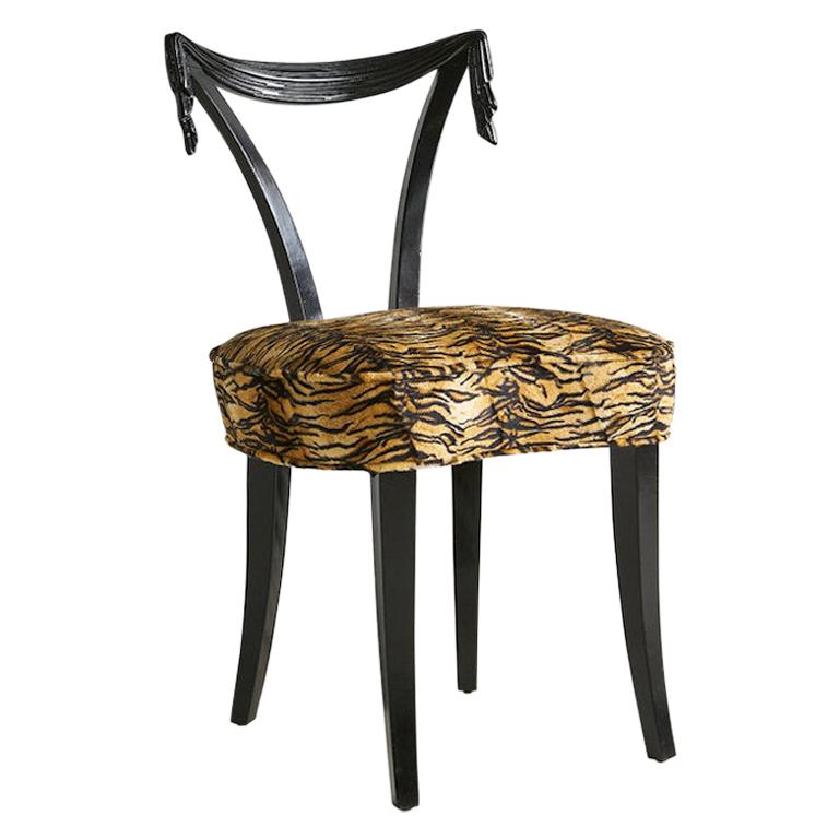 Grosfeld House Tassel Motif Chair in Animal Print Upholstery