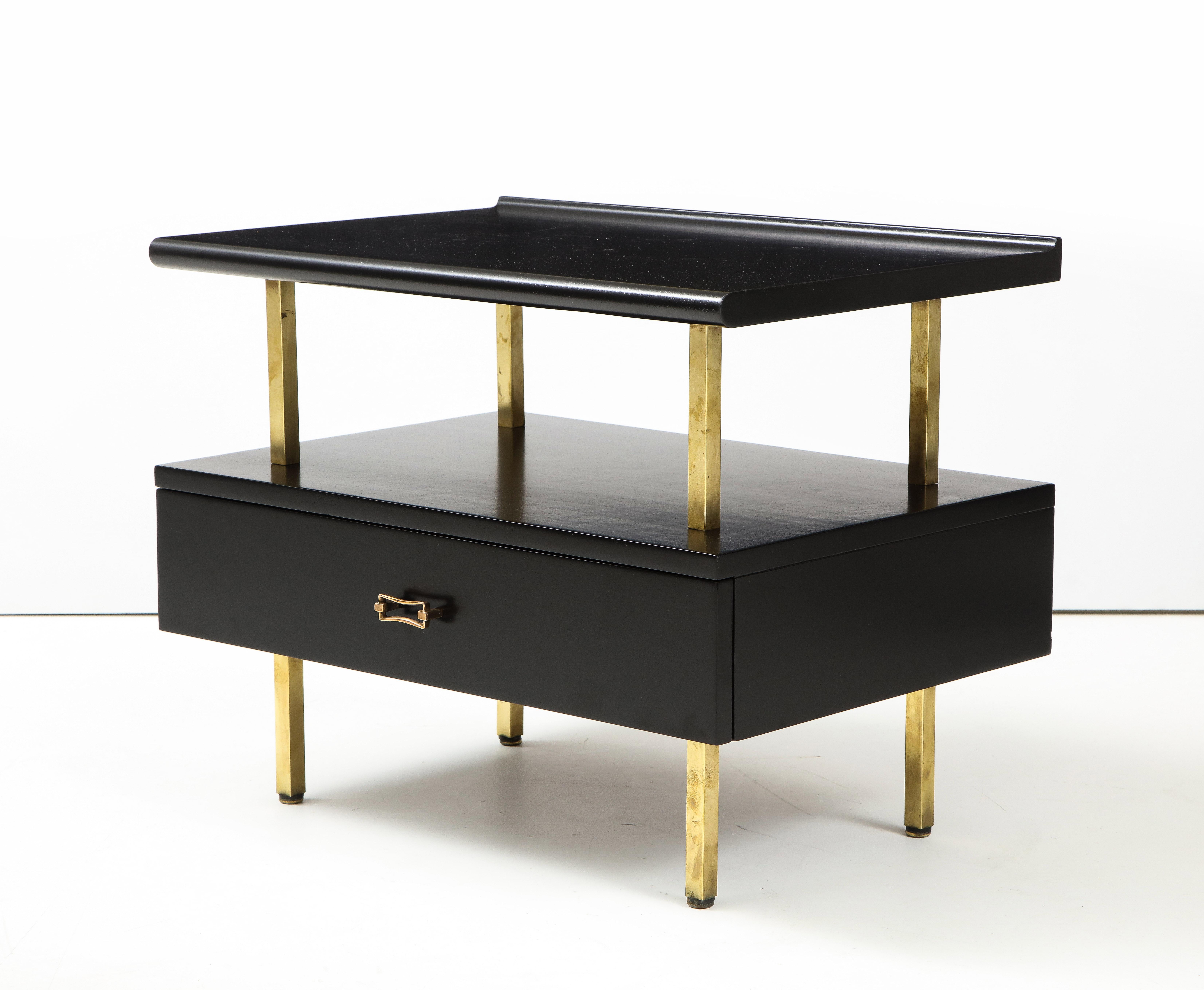Grosfeld House Two Tier Brass and Lacquer End Tables 1