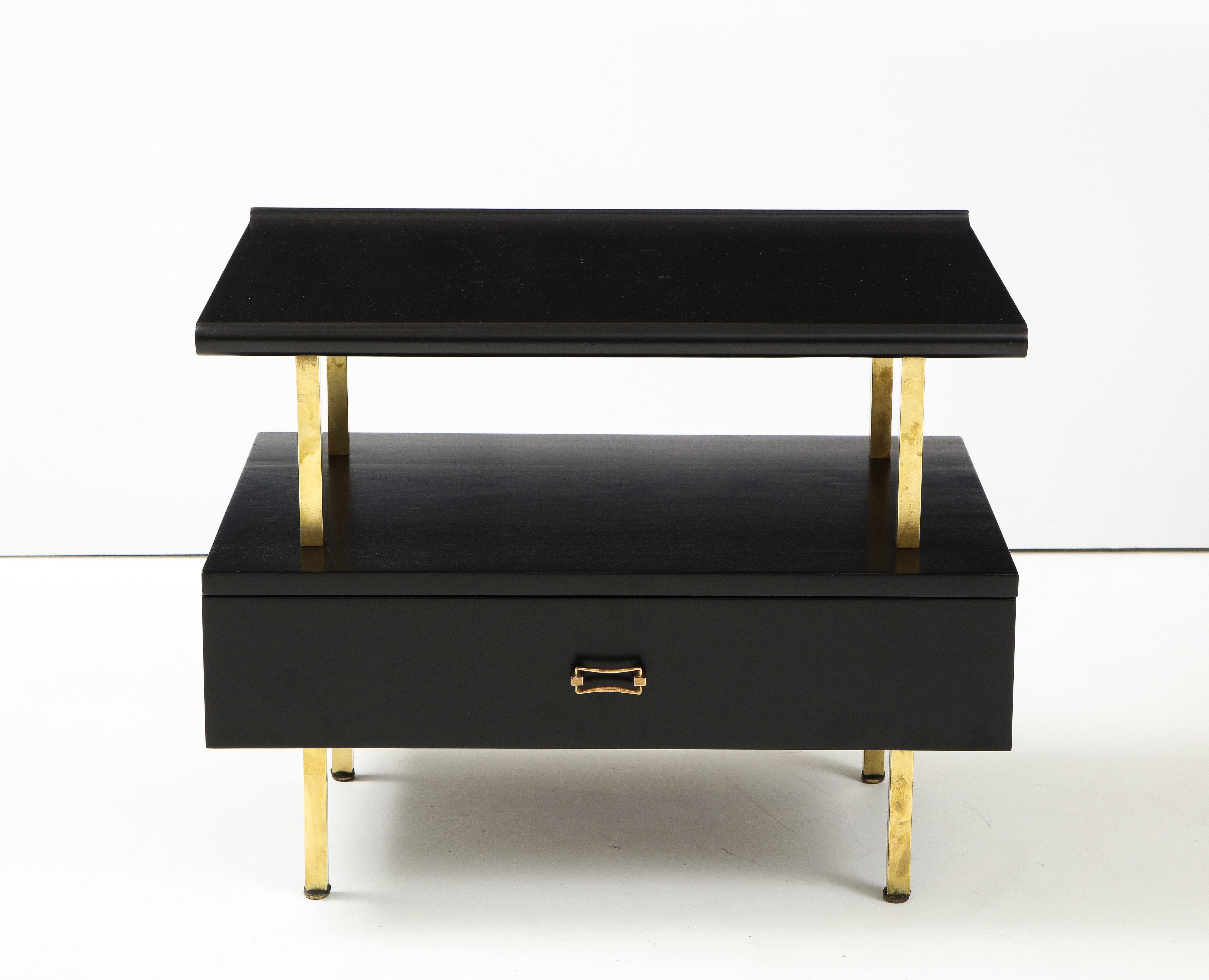 Grosfeld House Two Tier Brass and Lacquer End Tables 2