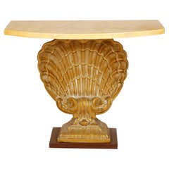 Grosfeld House Vintage Shell Console with Faux Marble Top