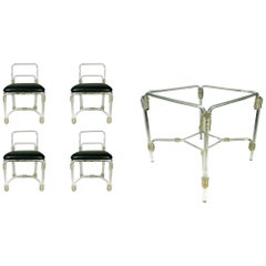 Vintage Grosfeld Lucite Dining Table with Four Chairs, circa 1940s
