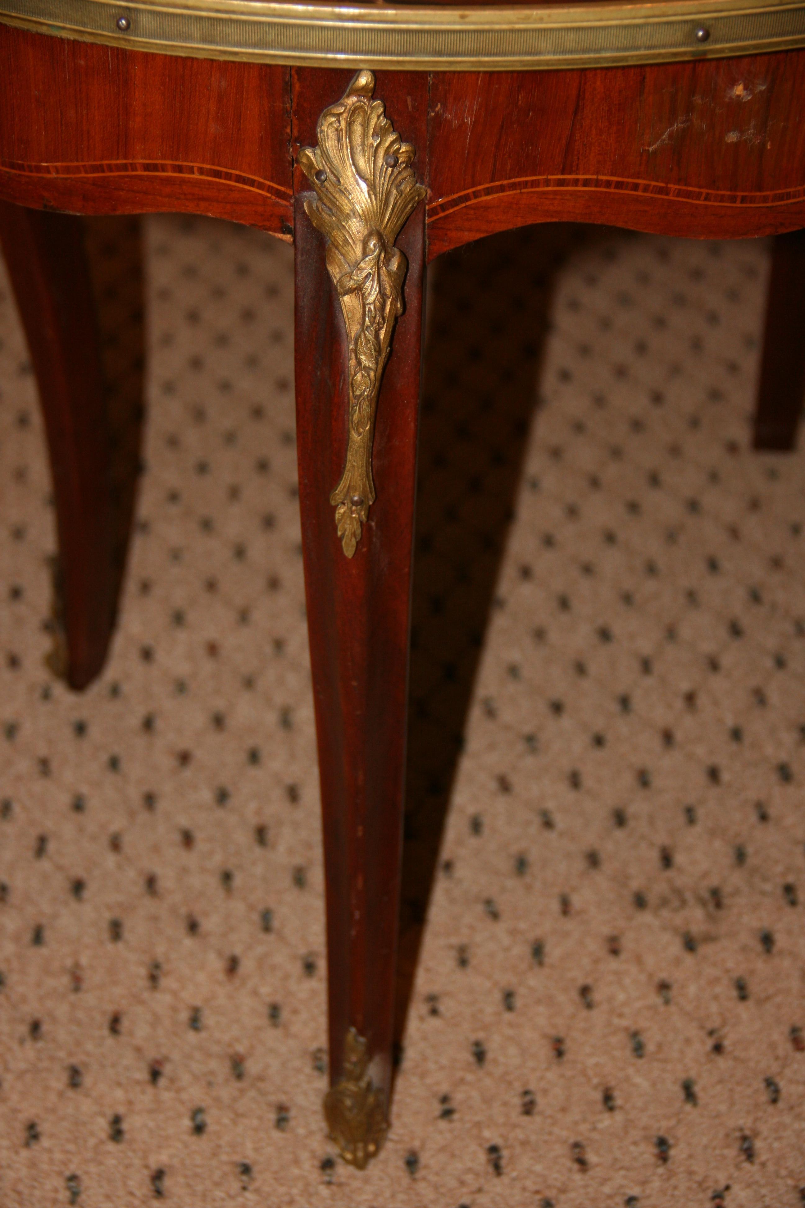 Ormolu Mounted  Mahogany Inlaid and Marble Top Cocktail Table 3