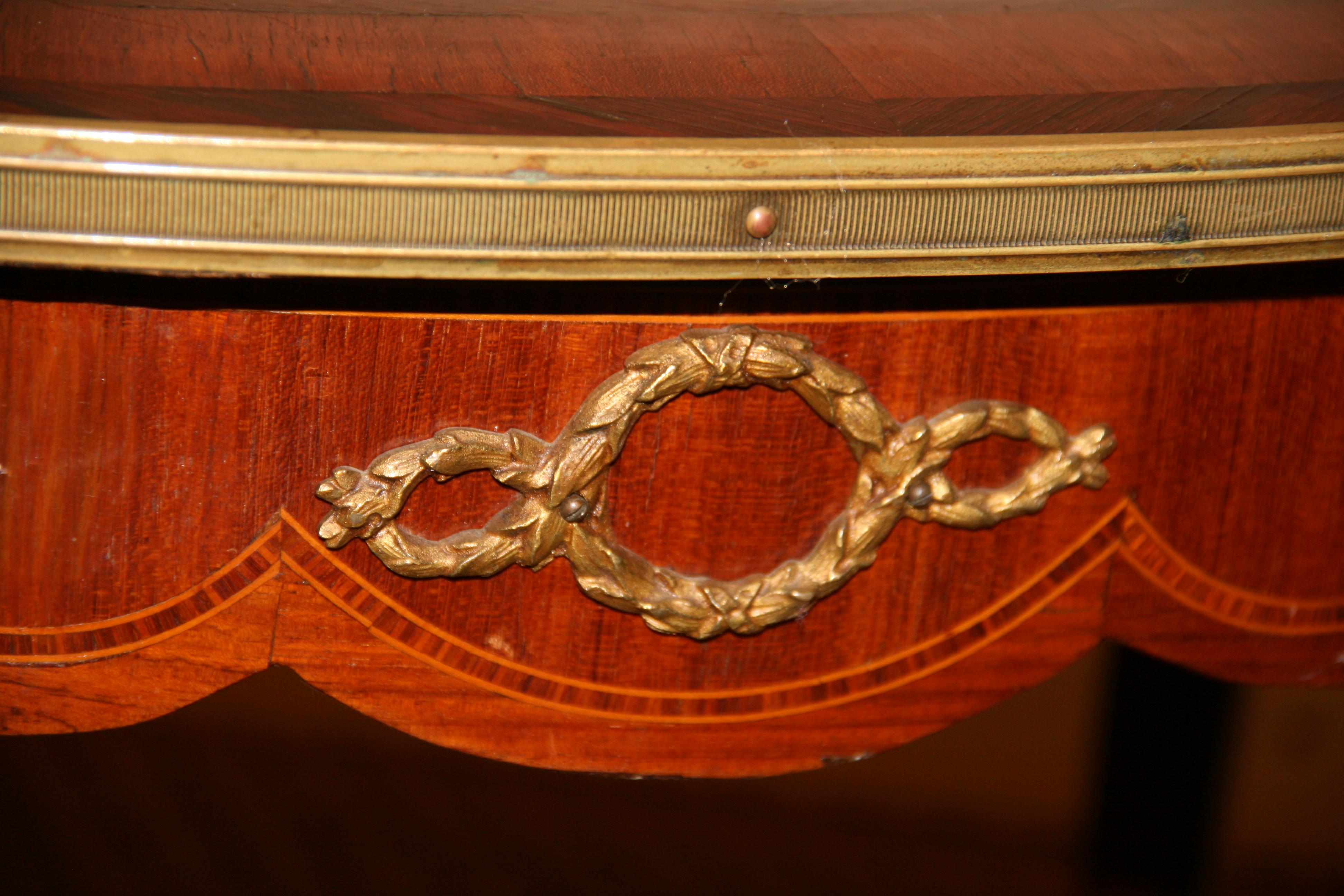 Ormolu Mounted  Mahogany Inlaid and Marble Top Cocktail Table 4