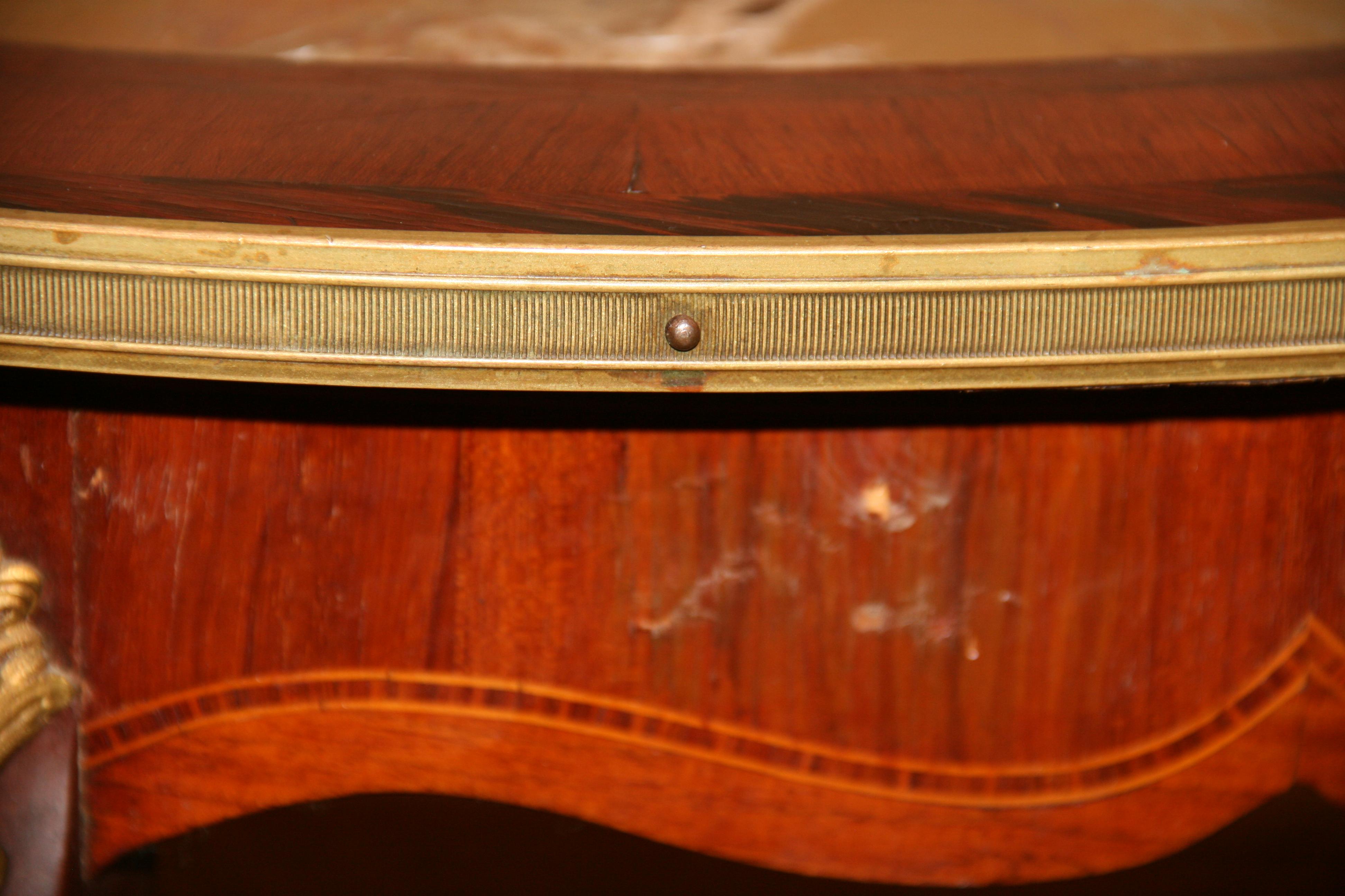 Ormolu Mounted  Mahogany Inlaid and Marble Top Cocktail Table 5