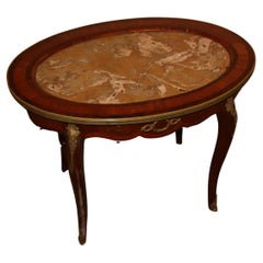 Ormolu Mounted  Mahogany Inlaid and Marble Top Cocktail Table