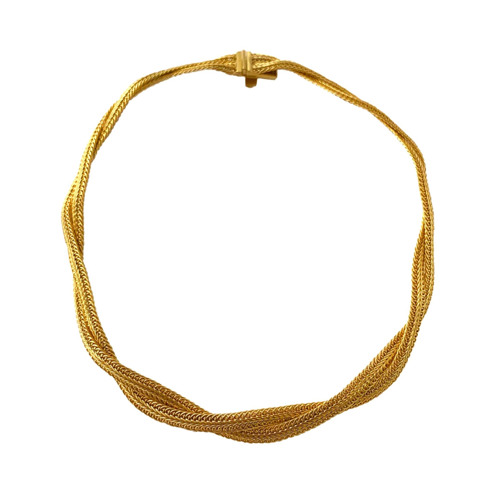 Grosse 18 Karat Yellow Gold Mesh Woven Necklace For Sale