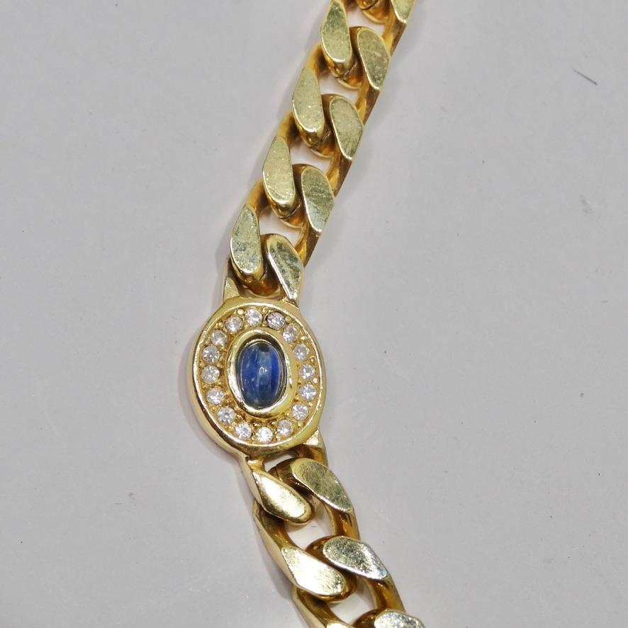 Grosse Bulgari Inspired Gold Chain Link Moonstone Choker Necklace In Excellent Condition In Scottsdale, AZ