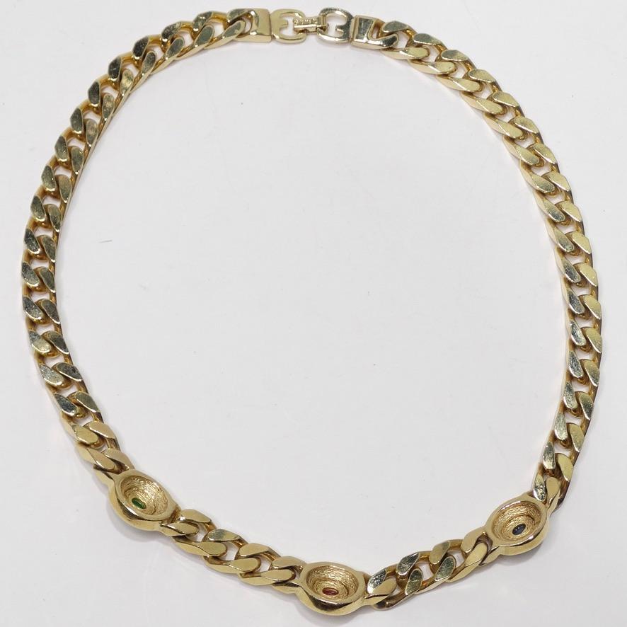 Grosse Bulgari Inspired Gold Chain Link Moonstone Choker Necklace 1
