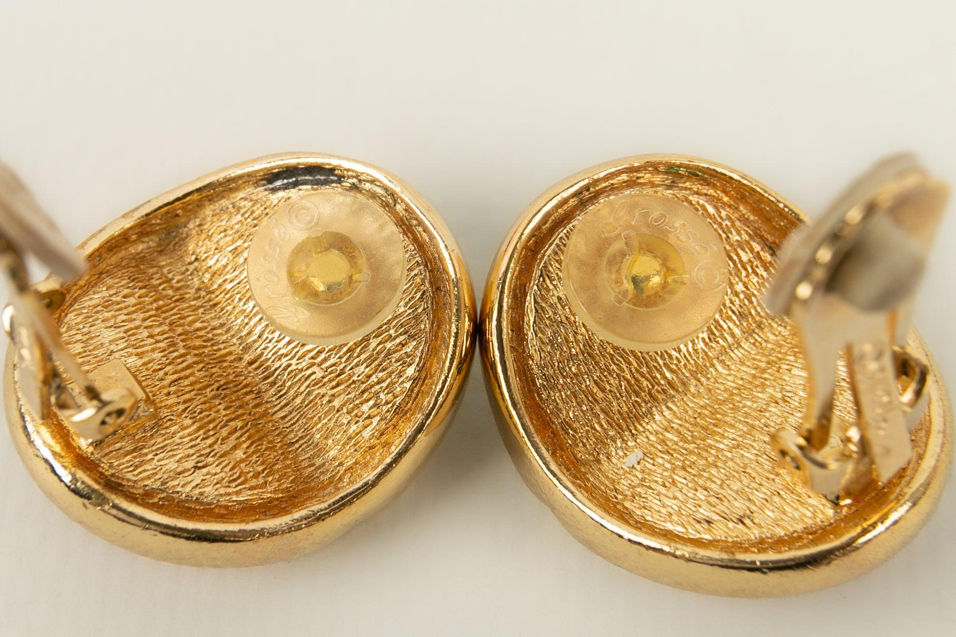 Grossé Clip-on Earrings in Golden Metal and Glass Paste For Sale 3