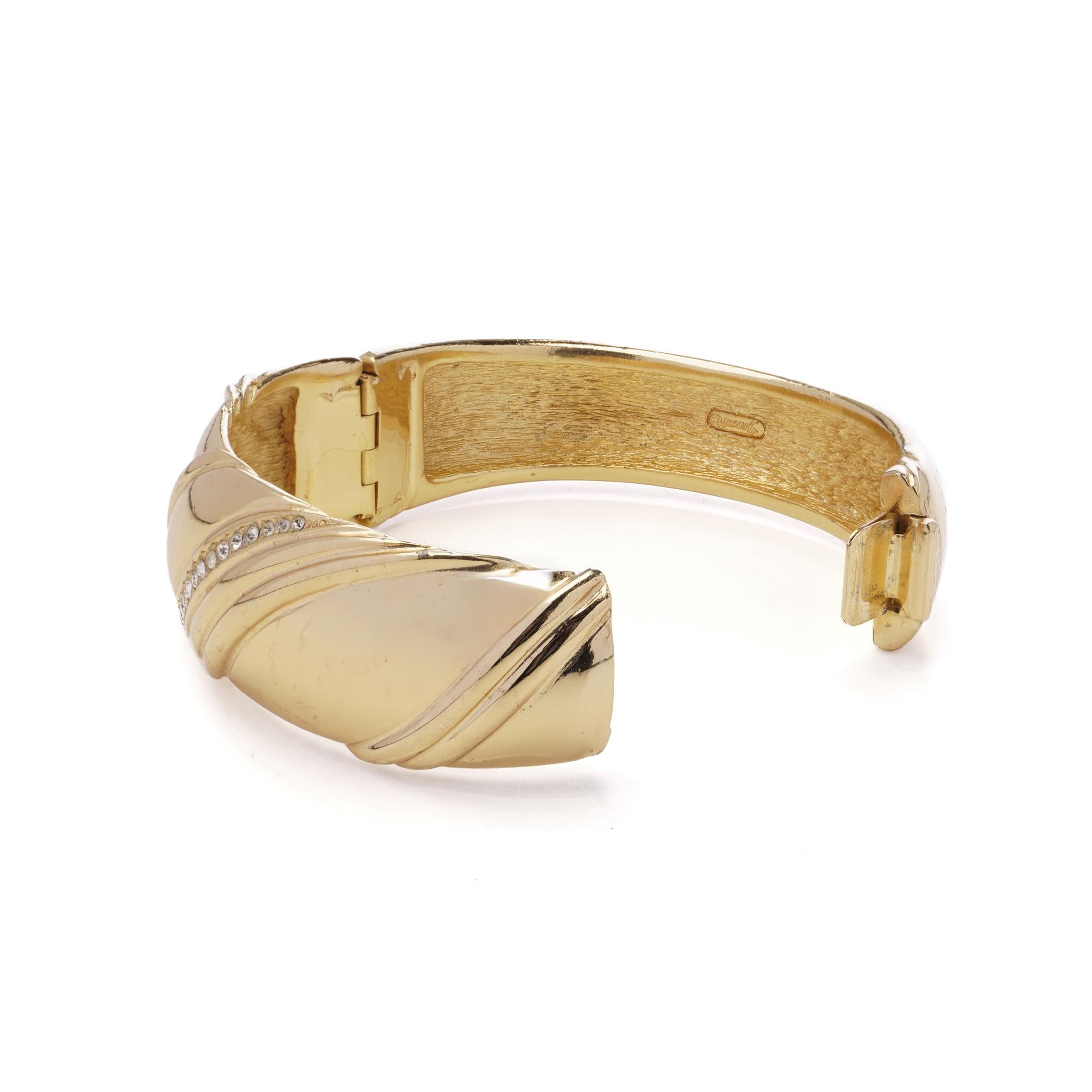 Women's Grosse for Christian Dior Vintage 1980s  Gold-Tone Bangle with Crystal Accents For Sale