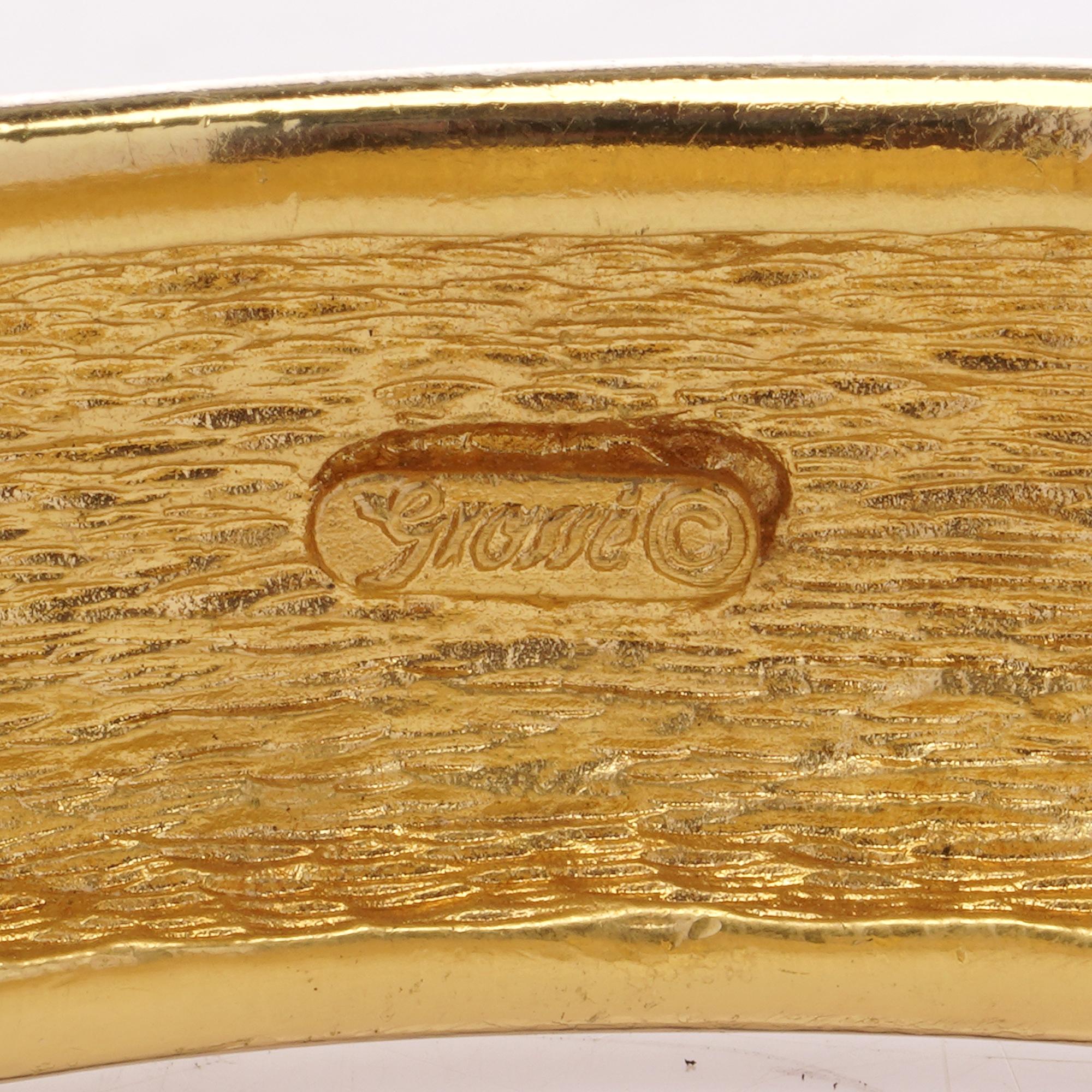Grosse for Christian Dior Vintage 1980s  Gold-Tone Bangle with Crystal Accents For Sale 1
