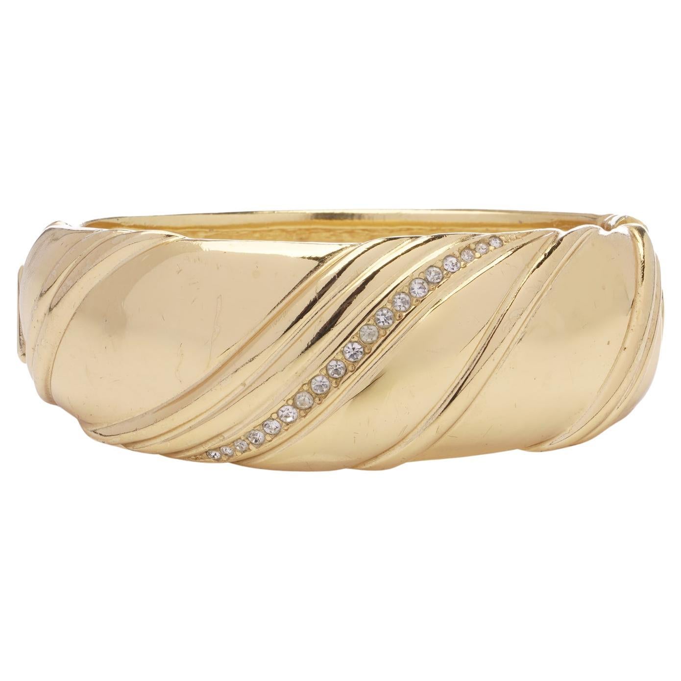 Grosse for Christian Dior Vintage 1980s  Gold-Tone Bangle with Crystal Accents