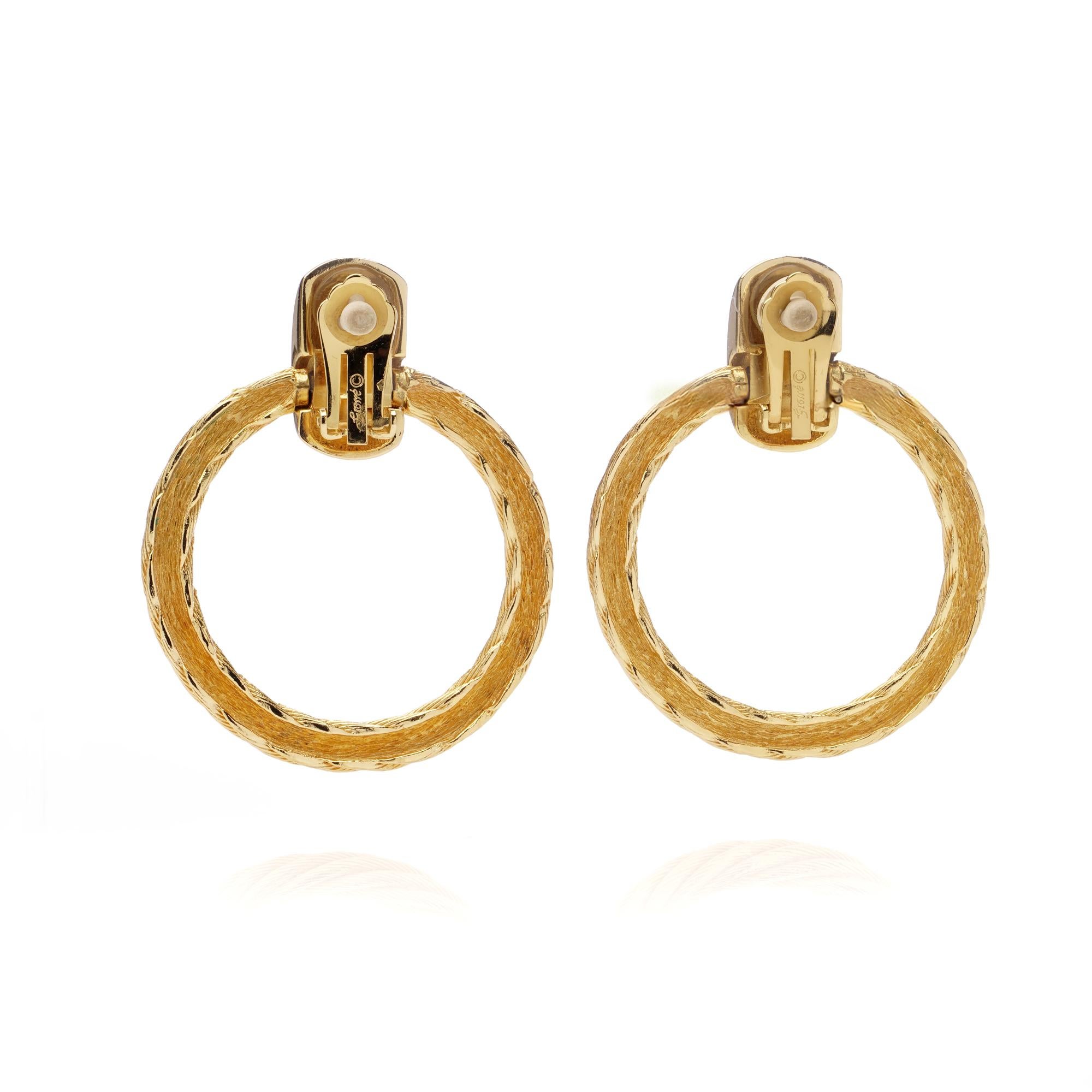 Grosse for Christian Dior  Vintage Gold Hoop Clip-On Earrings, 1980s In Excellent Condition For Sale In Braintree, GB