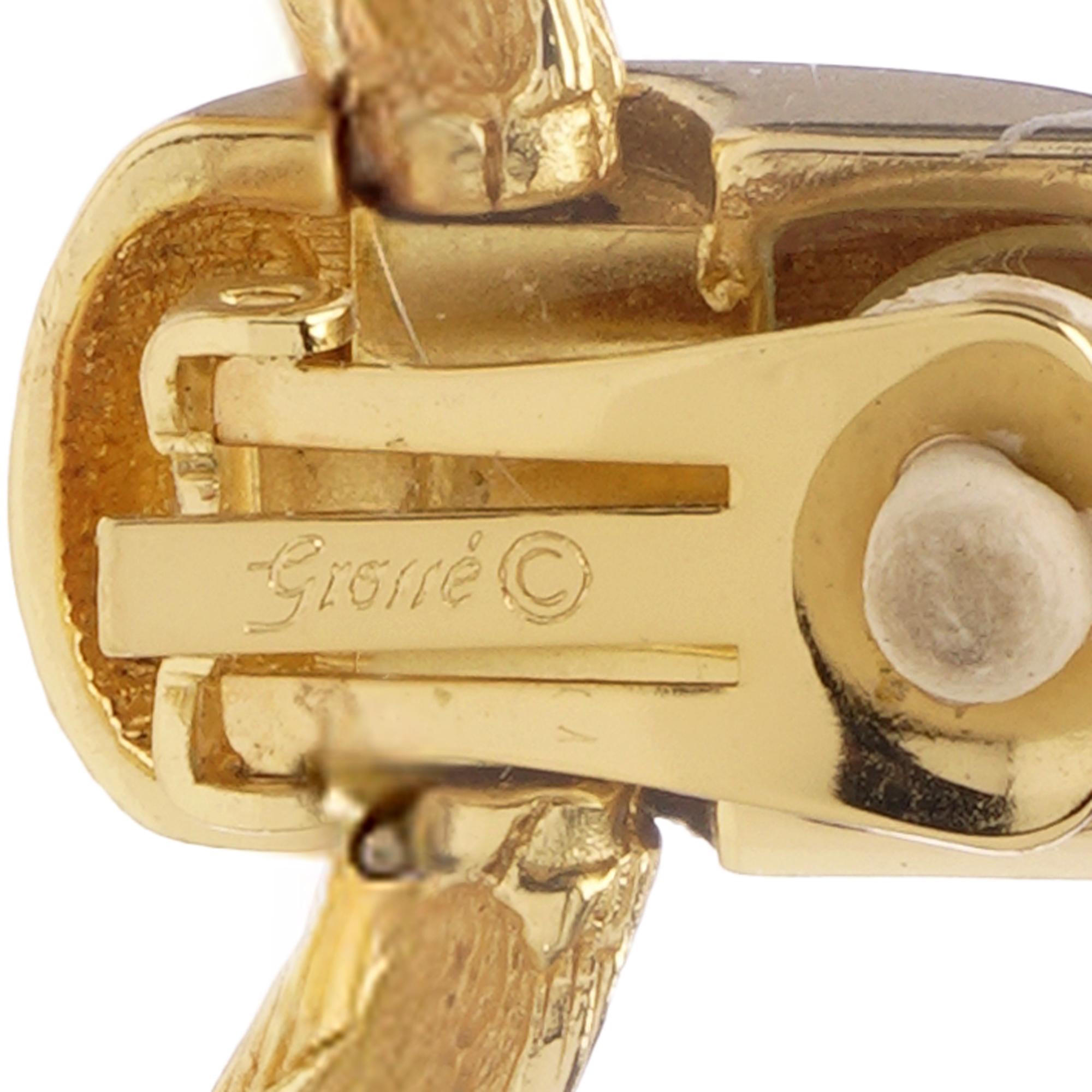 Women's Grosse for Christian Dior  Vintage Gold Hoop Clip-On Earrings, 1980s For Sale