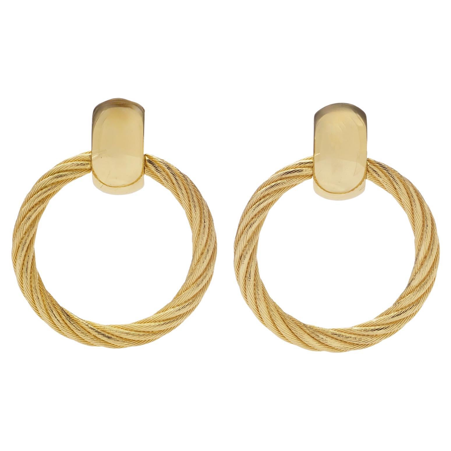 Grosse for Christian Dior  Vintage Gold Hoop Clip-On Earrings, 1980s For Sale