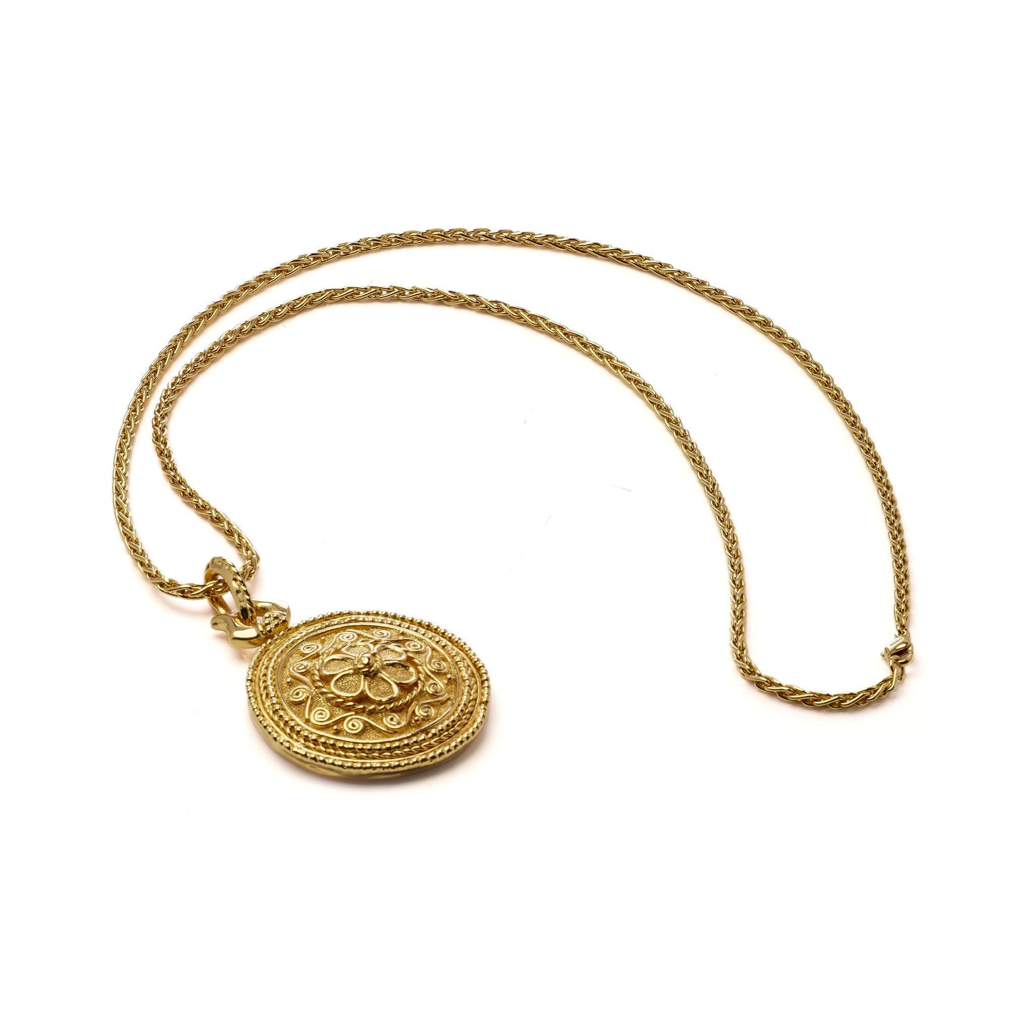 Grosse für Christian Dior Vintage Gold Anhänger Halskette - 1980er Jahre große Medaillon Damen im Angebot