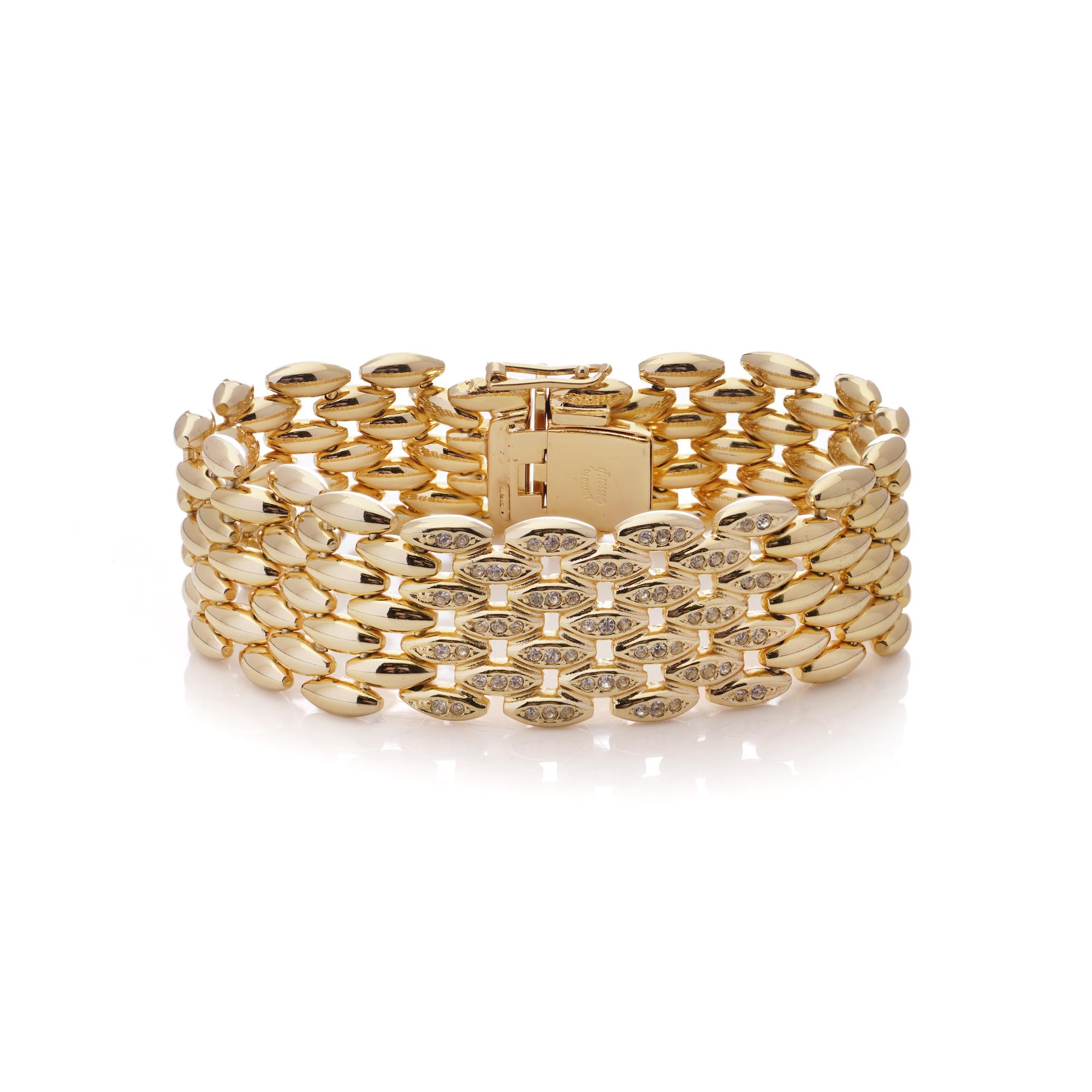 Grosse for Christian Dior Vintage Gold-Plated Bracelet with Crystal Accents For Sale 1