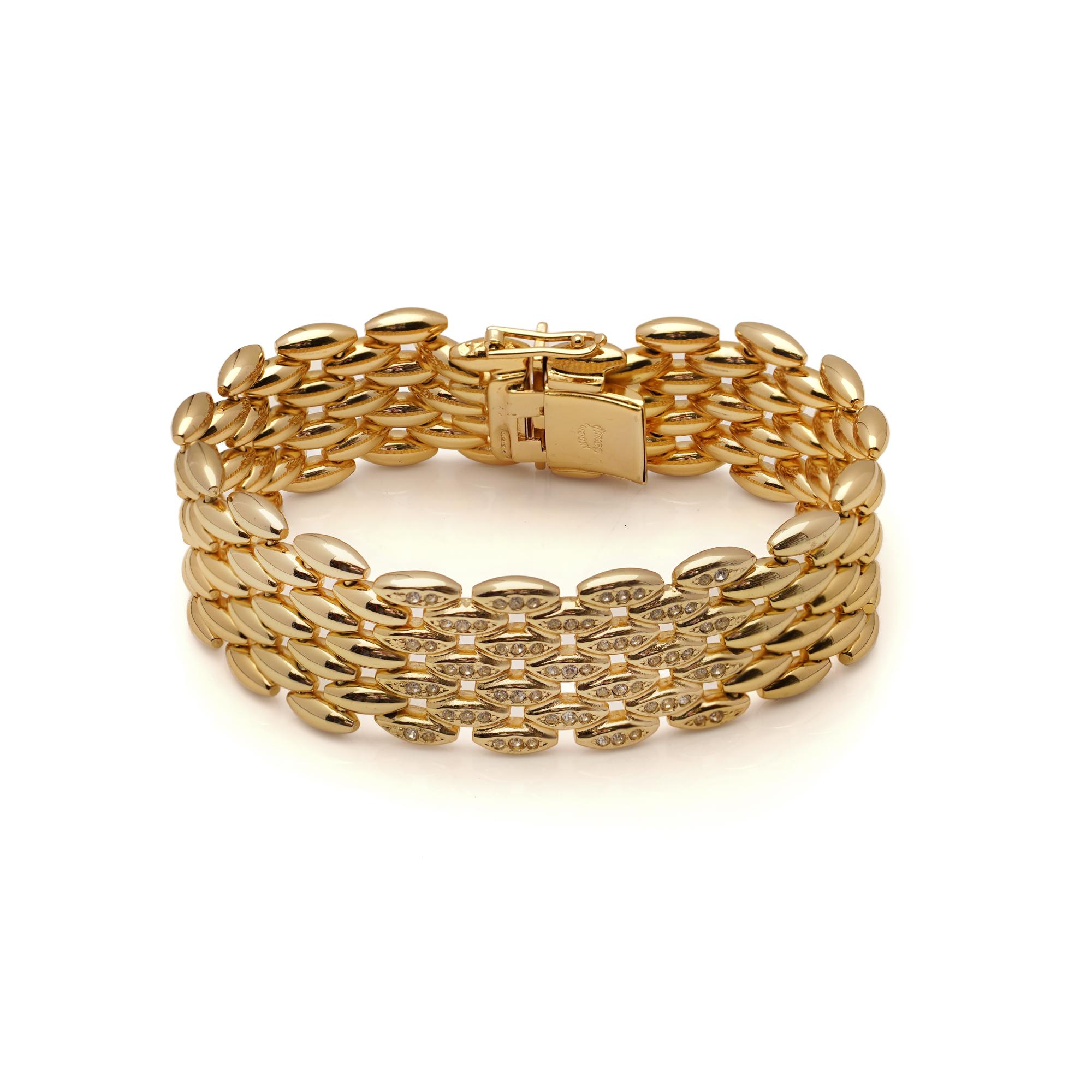 Grosse for Christian Dior Vintage Gold-Plated Bracelet with Crystal Accents For Sale 3