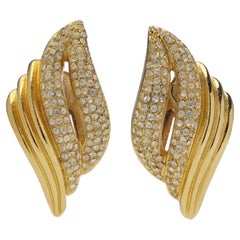Grosse for Christian Dior  Vintage Gold-Plated Crystal Clip-On Earrings