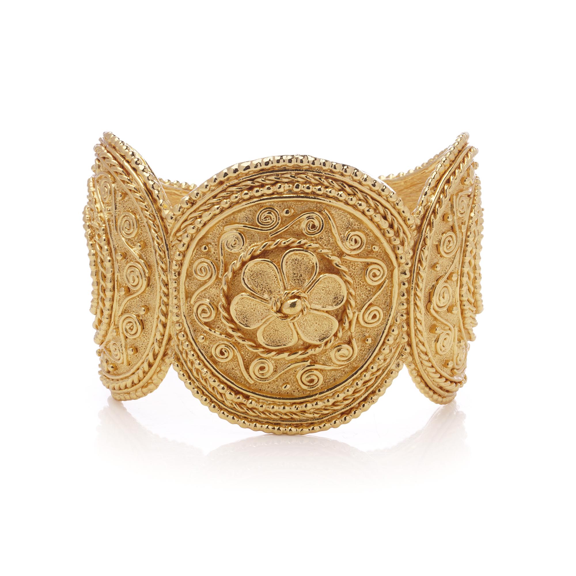 Grosse for Dior Vintage Gold-Plated Wide Bangle Bracelet, Circa 1980s In Excellent Condition For Sale In Braintree, GB