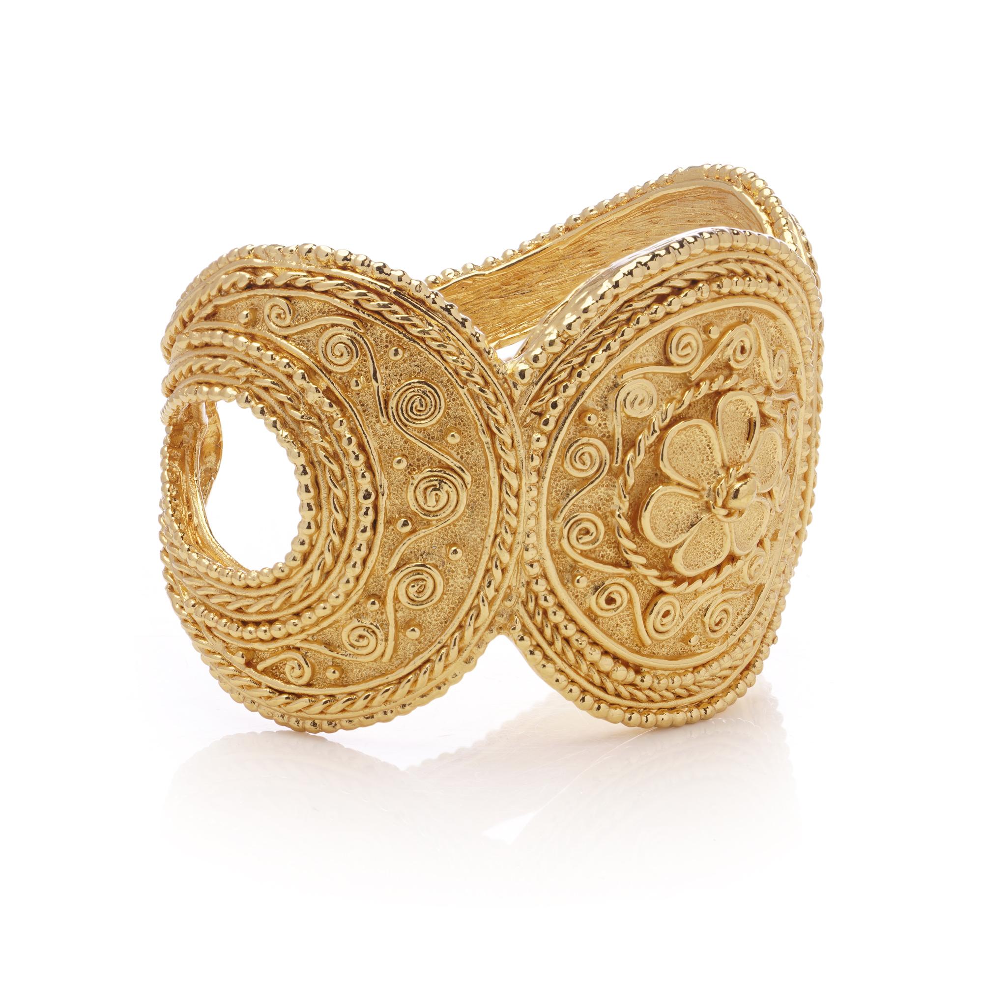 Women's Grosse for Dior Vintage Gold-Plated Wide Bangle Bracelet, Circa 1980s For Sale