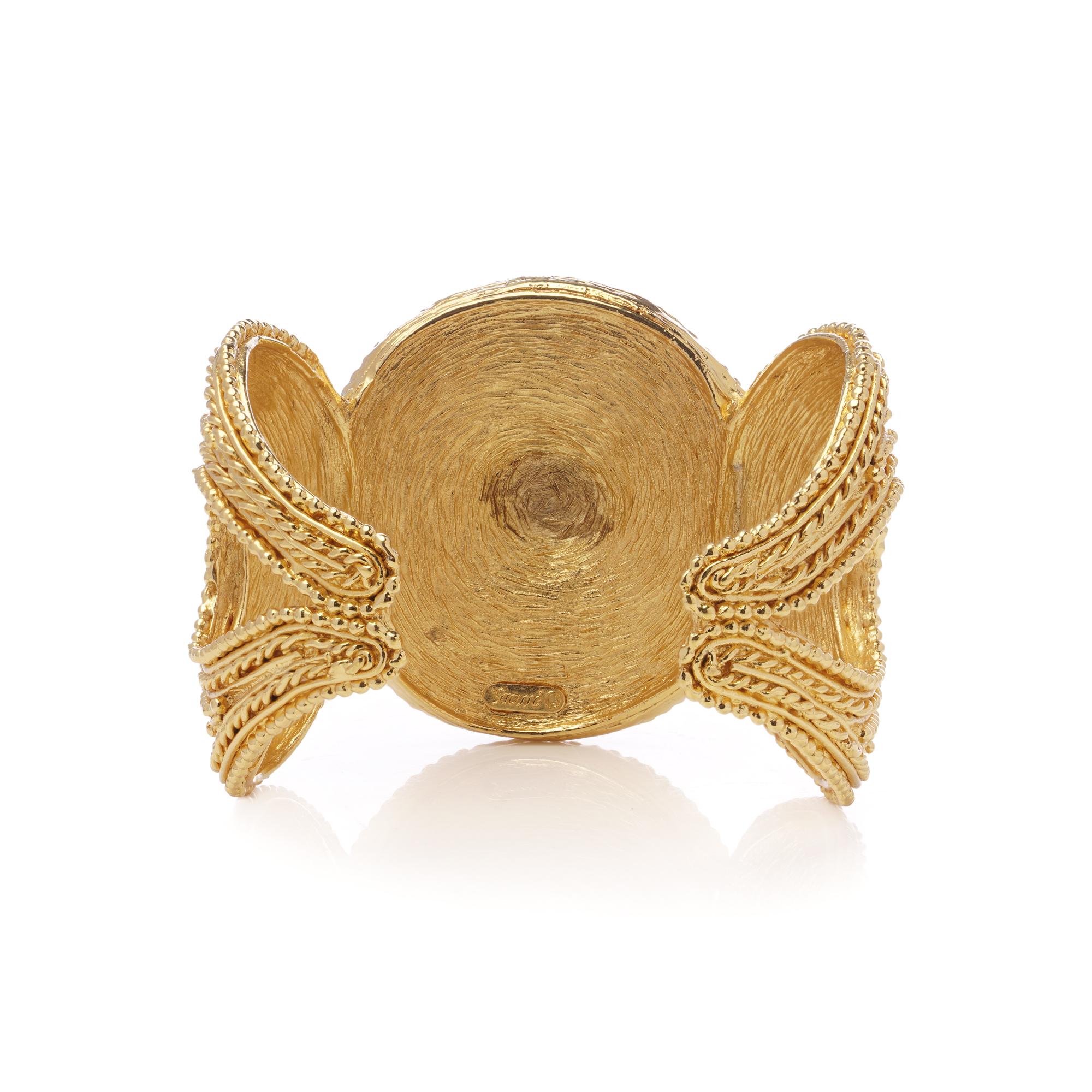 Grosse for Dior Vintage Gold-Plated Wide Bangle Bracelet, Circa 1980s For Sale 1