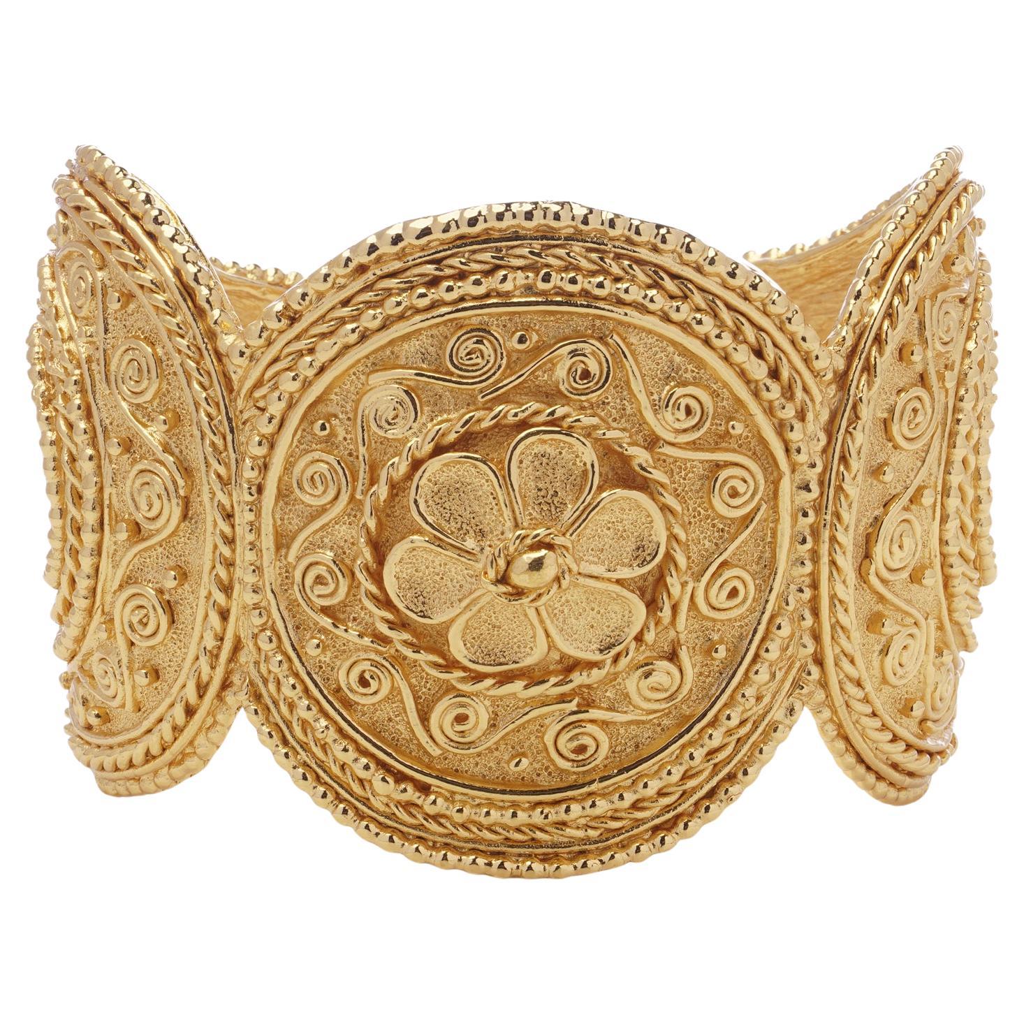 Grosse for Dior Vintage Gold-Plated Wide Bangle Bracelet, Circa 1980s For Sale