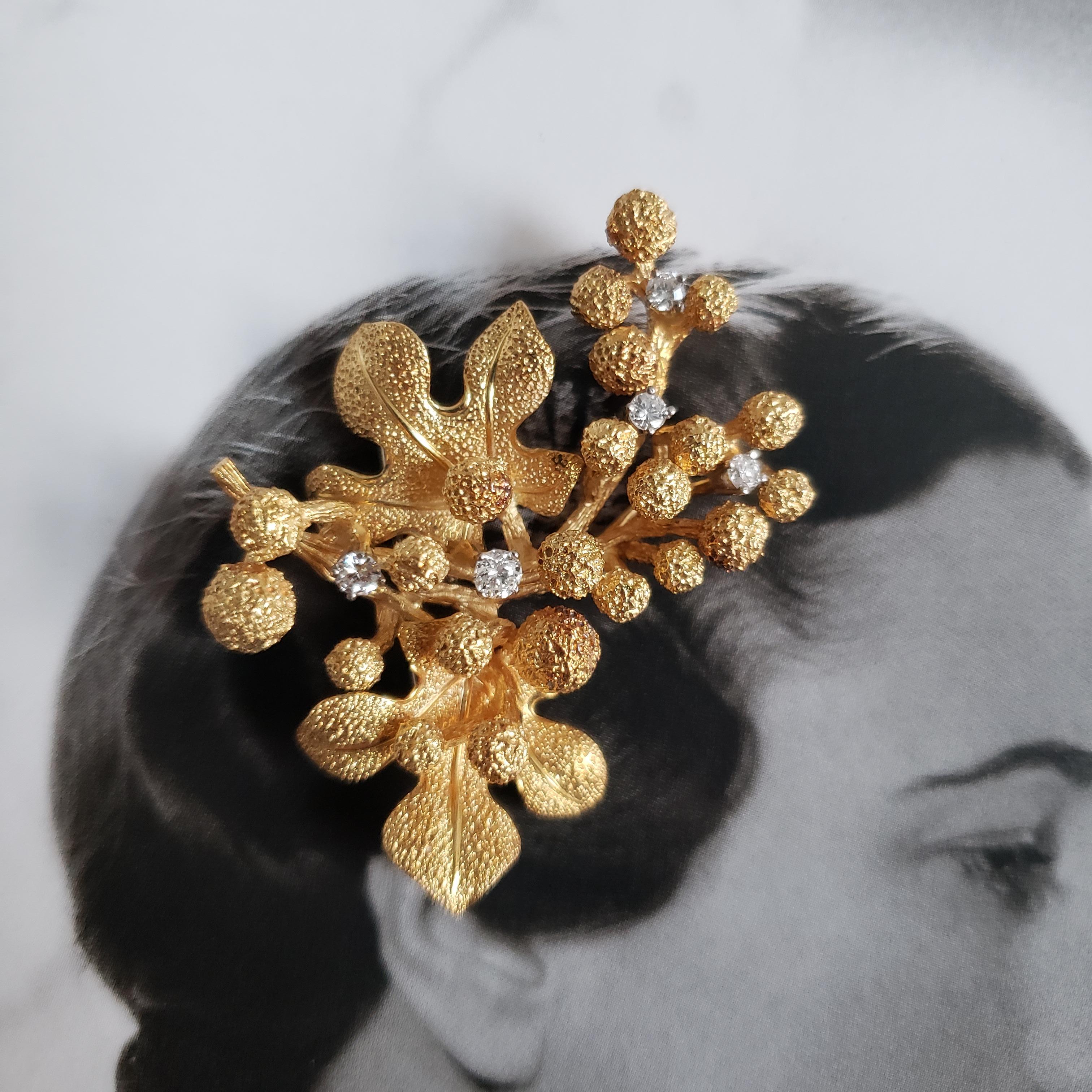 Grossé Allemagne, 1967 - Broche florale moderniste abstraite en or 18k avec diamant en vente 1