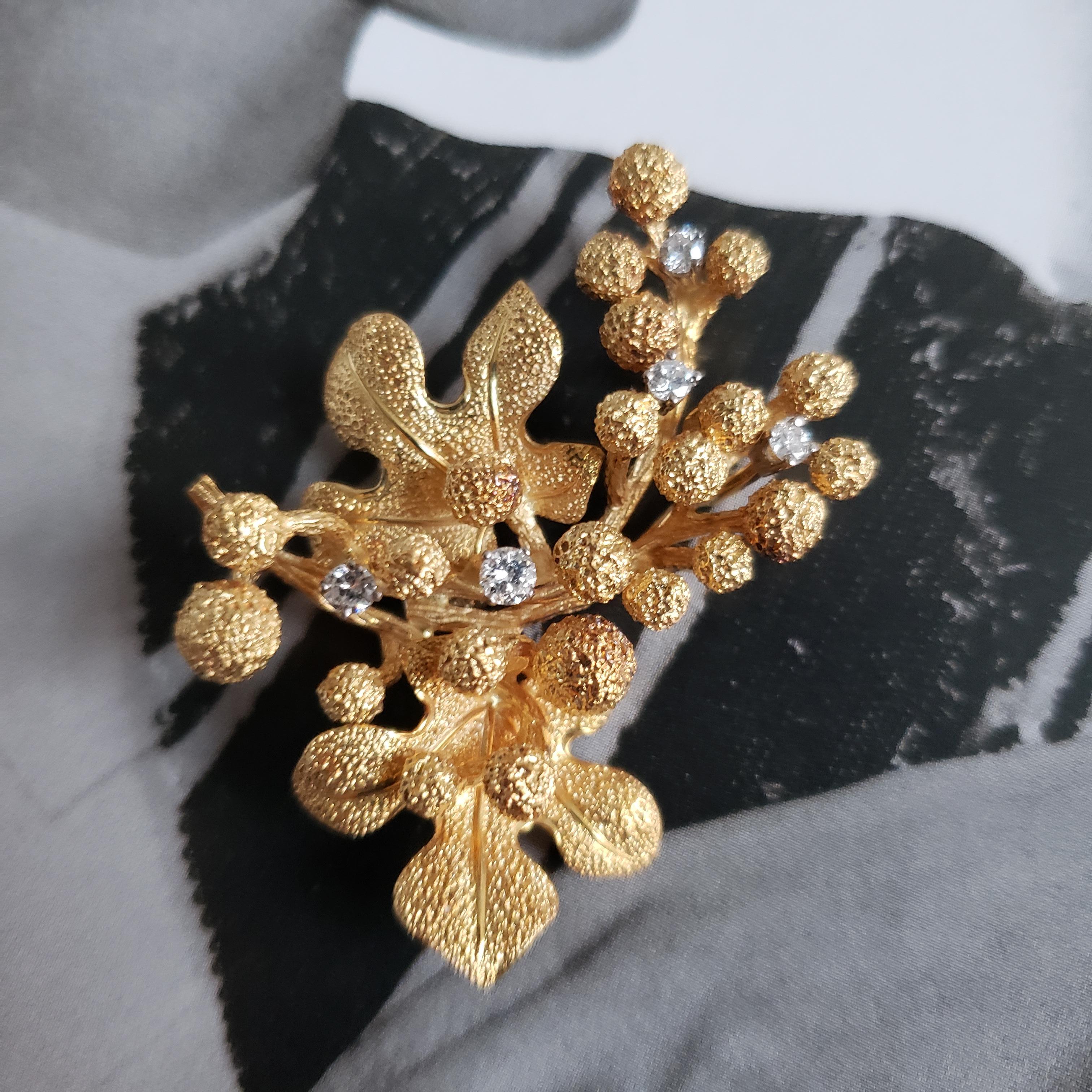 Grossé Allemagne, 1967 - Broche florale moderniste abstraite en or 18k avec diamant en vente 2