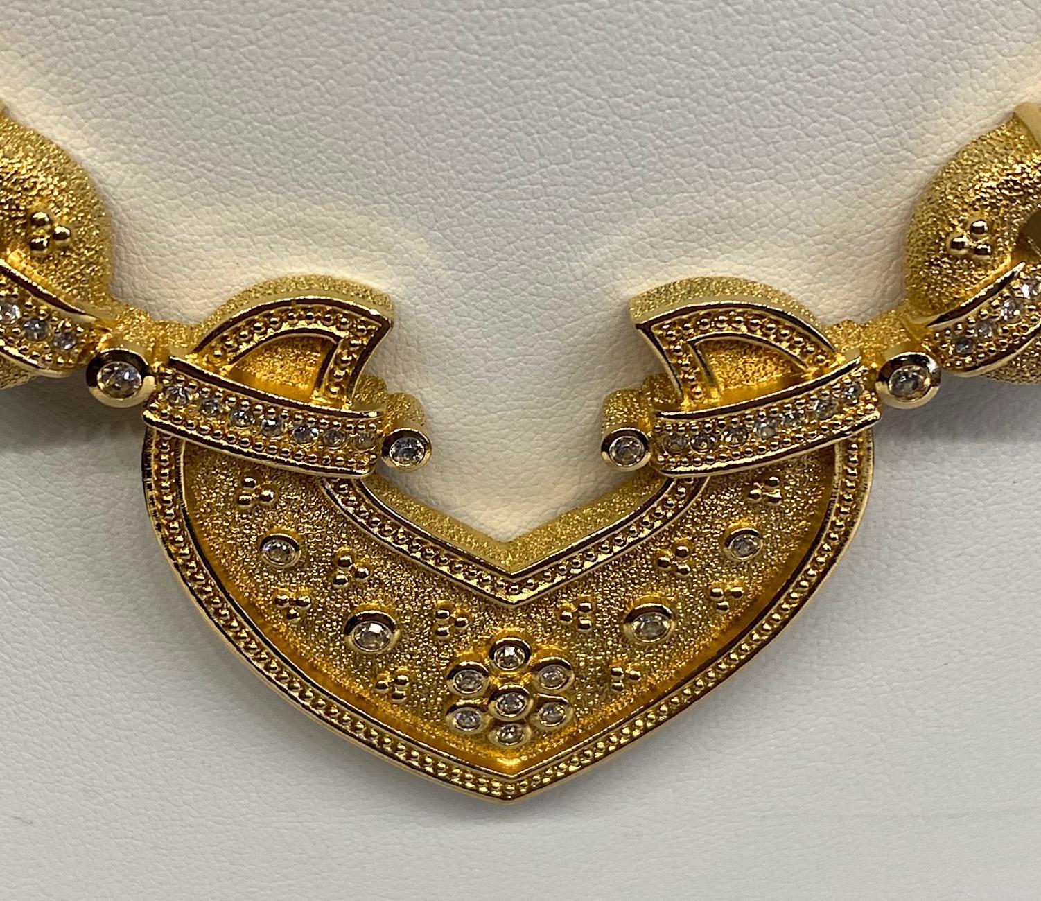 Grosse Germany 1980s Gold & Rhinestone Necklace In Good Condition In New York, NY