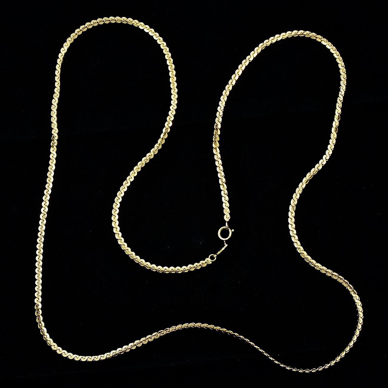 Grosse Allemagne Long collier en chaîne serpentine plaquée or circa 1980 en vente 2