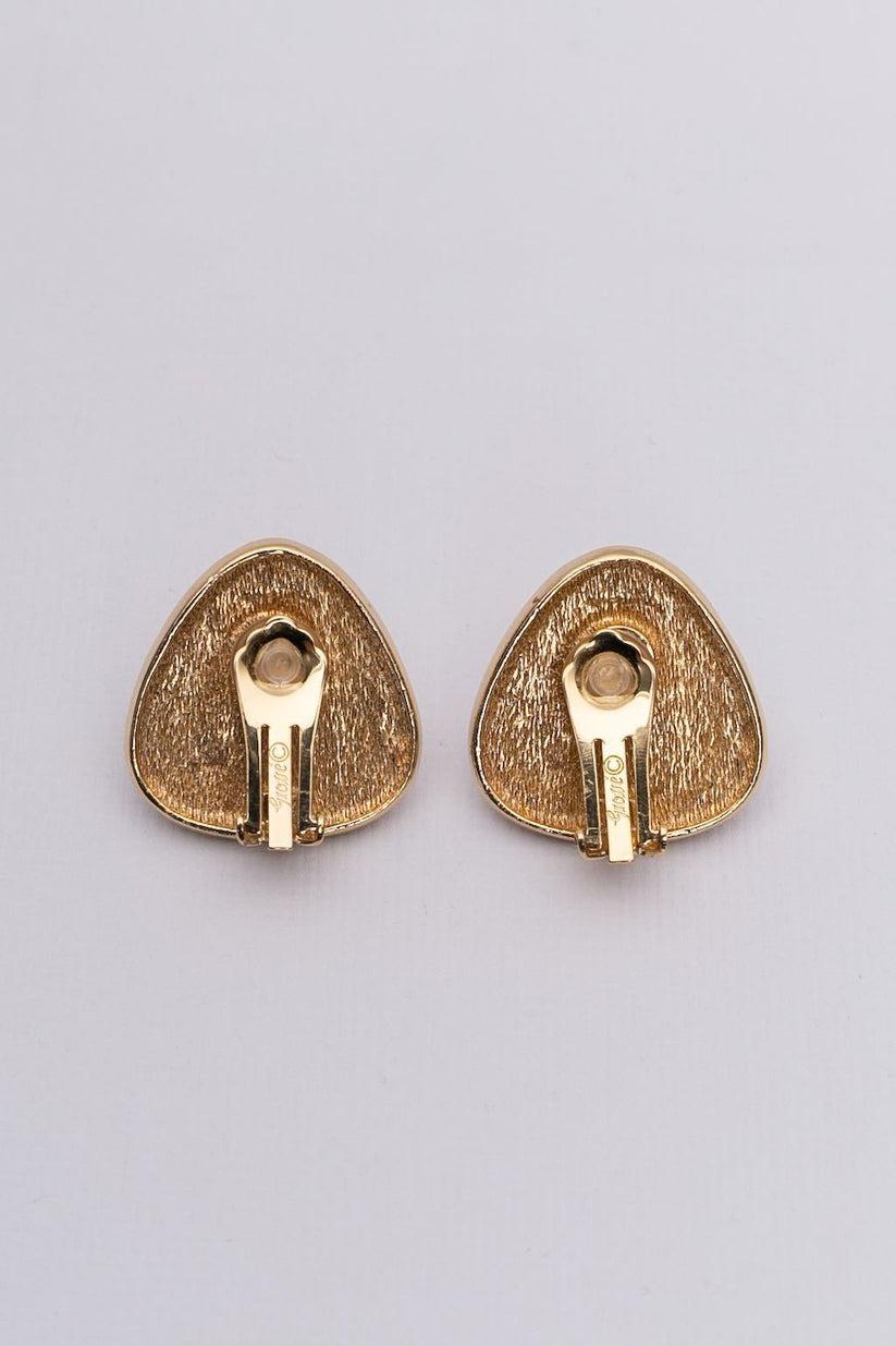 Grosse Gilted Metal Clip-on Earrings In Good Condition For Sale In SAINT-OUEN-SUR-SEINE, FR